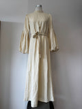 TUGBA Elegant Maxi Dress, Size 40/M, Off-White, Balloon Sleeves, Belt, VG