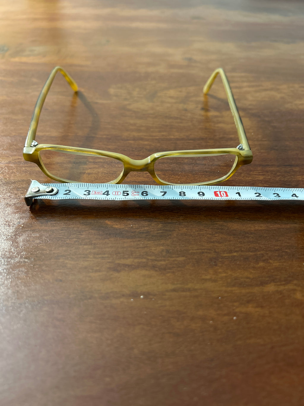 Handmade SCHONEWEG acetate eyeglass frame, brown horn, rectangular, size M, VG