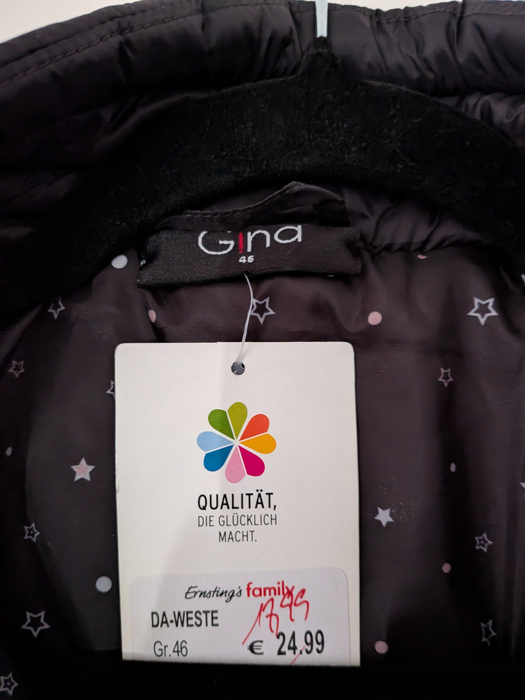 Gina quilted puffer vest, navy blue, size 46 (M), new