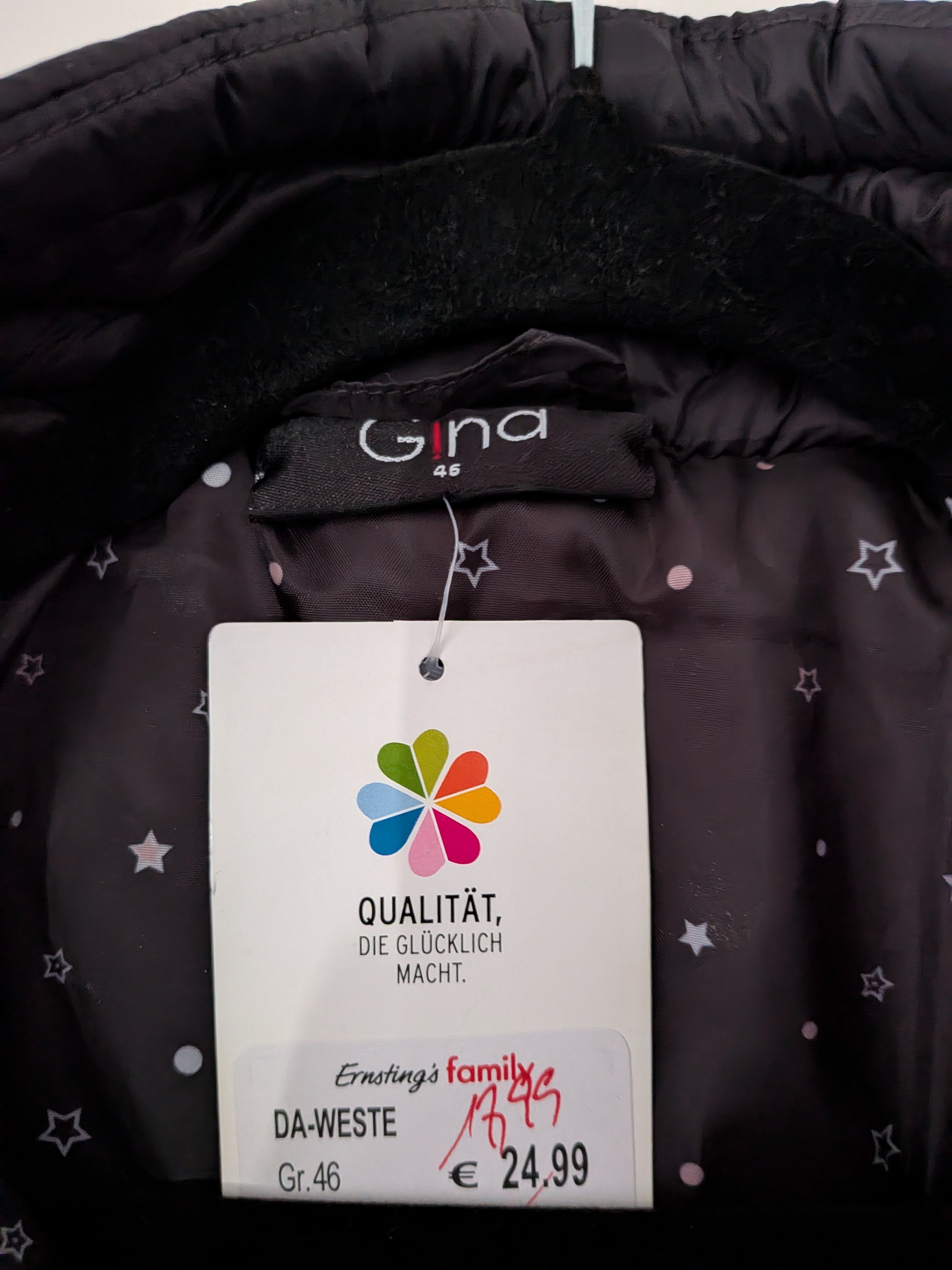 Gina quilted puffer vest, navy blue, size 46 (M), new