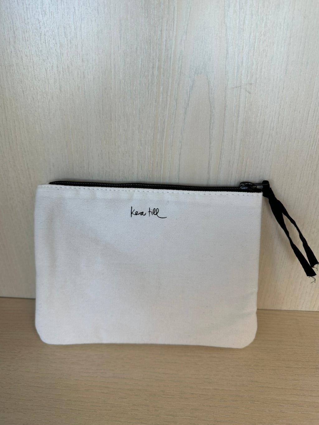 Kera Till Canvas Pochette Bulle Zip Tasche Weiß Canvas 21x15cm Sehr Gut