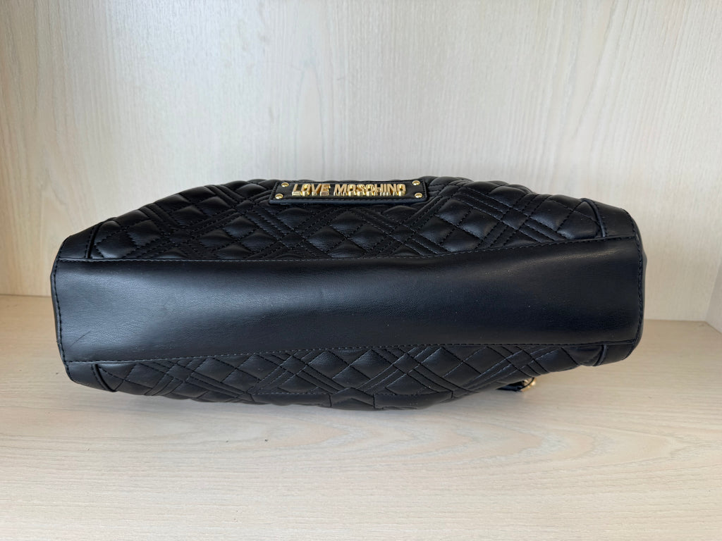 Love Moschino Diamond Quilt Shopper, Medium, Black, PU Leather, Like New