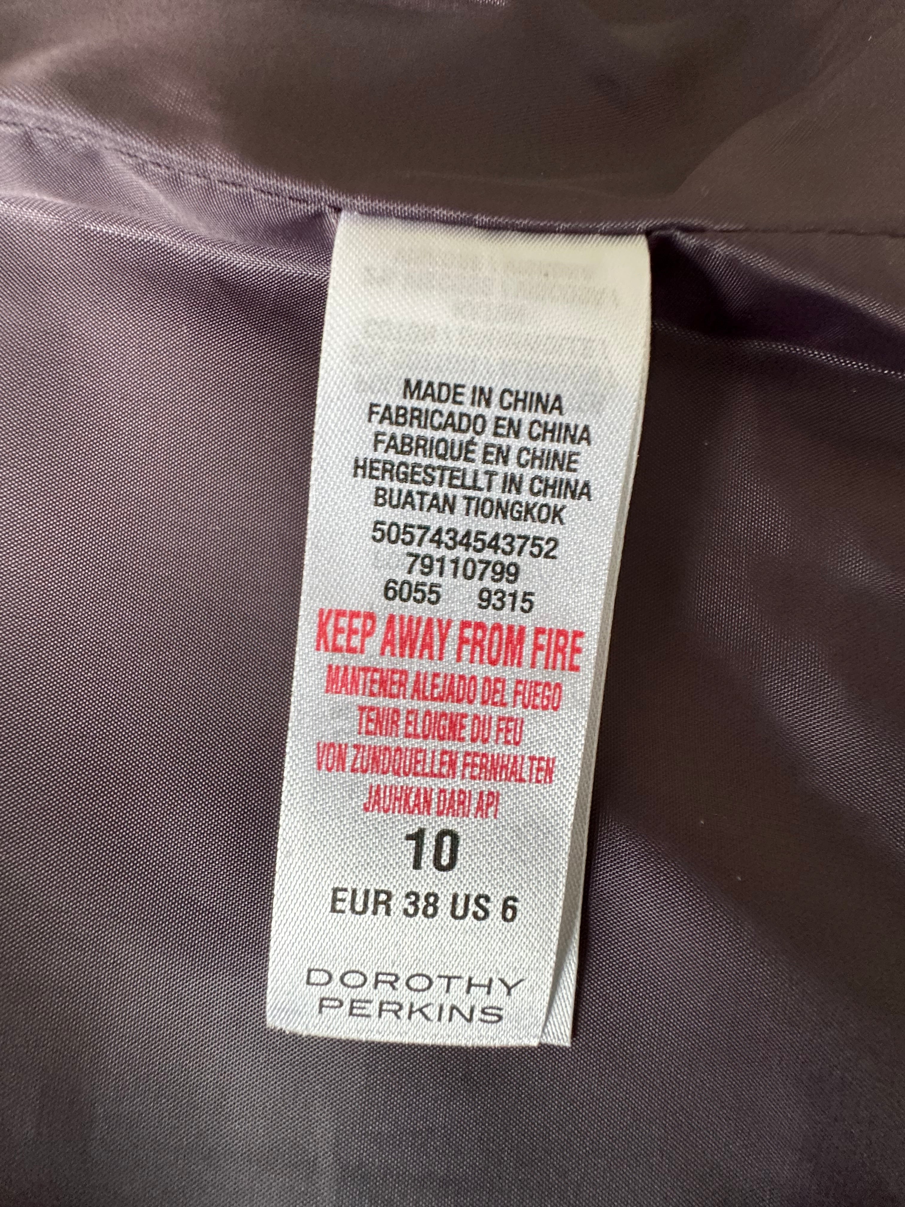 Dorothy Perkins Damen Bikerjacke Kunstleder Dunkelbraun Größe 38, Gebraucht