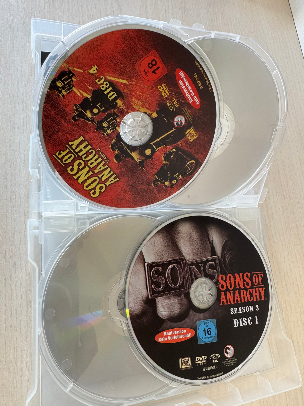 Sons of Anarchy Seasons 1-3 DVD Box Set + Patch, Region 2, Good Condition