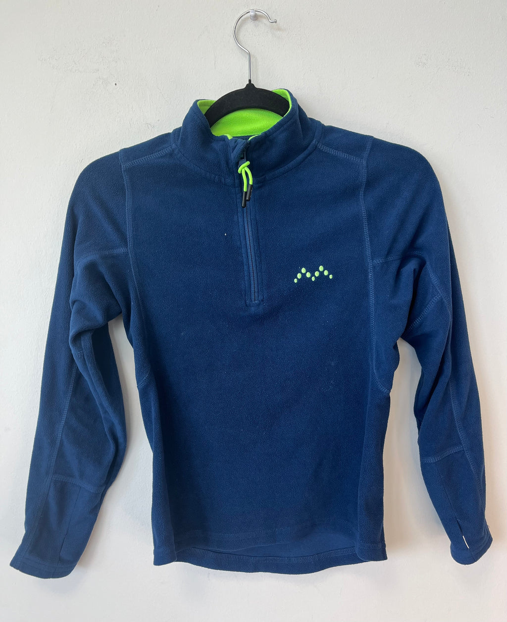 Kinder ALPINE Half-Zip Fleecejacke 140 Blau/Neon Grün – guter Zustand