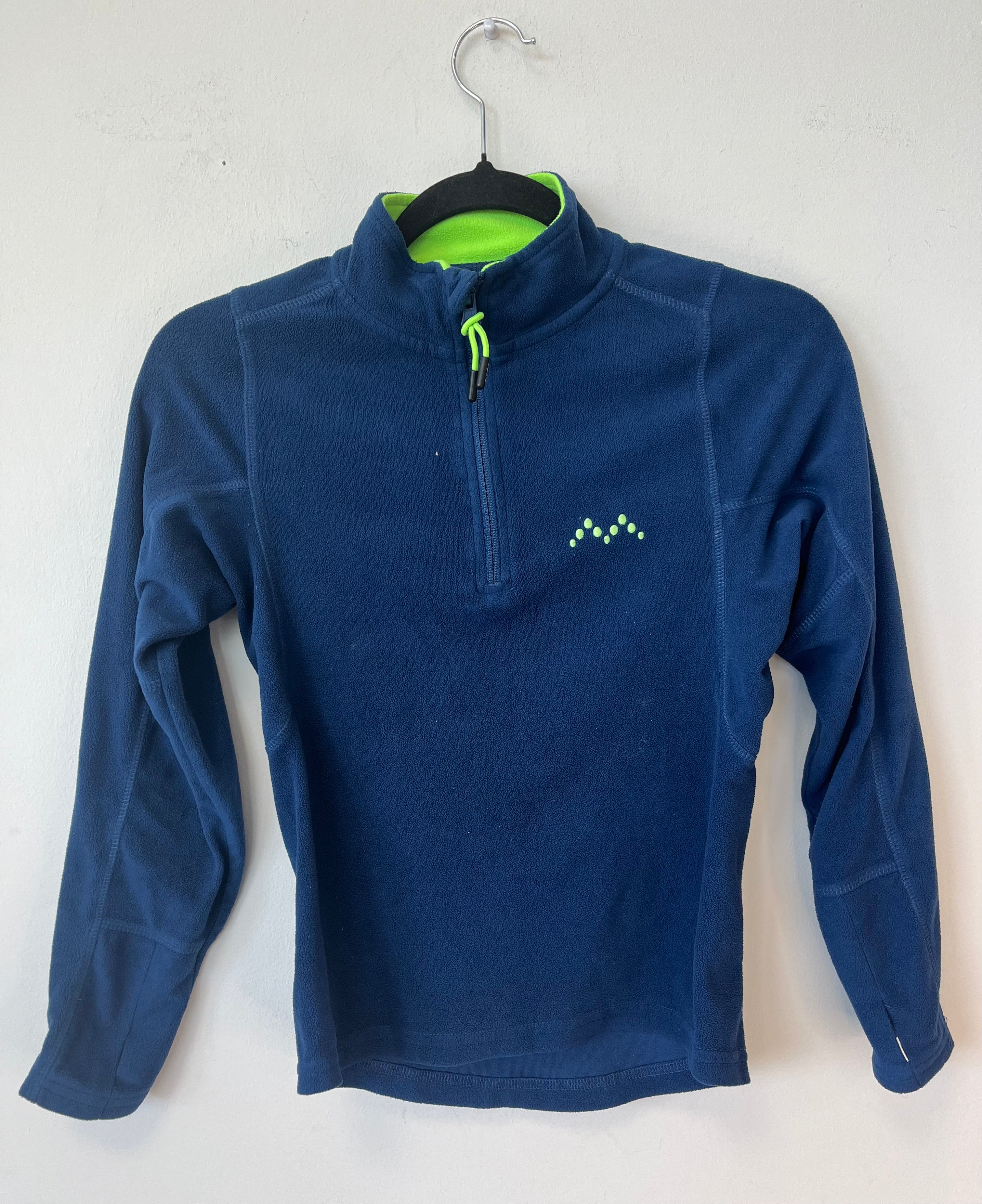 Kinder ALPINE Half-Zip Fleecejacke 140 Blau/Neon Grün – guter Zustand
