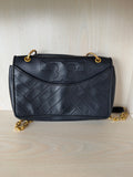 Tory Burch Alexa Quilted Umhängetasche Medium Schwarz Leder, guter Zustand