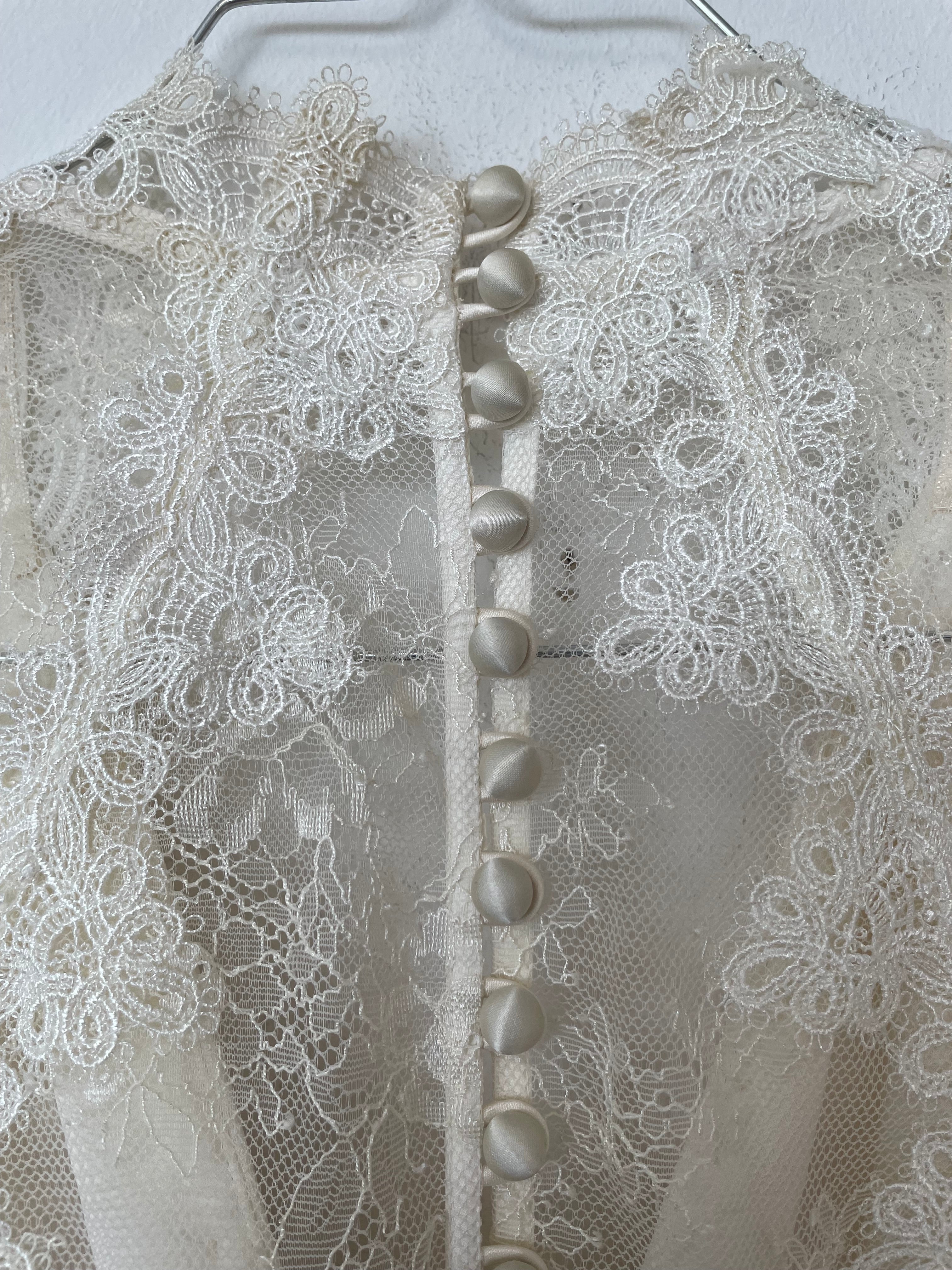 Catherine Deane Fantasia Cream Lace Chiffon Wedding Dress EU36, Very Good