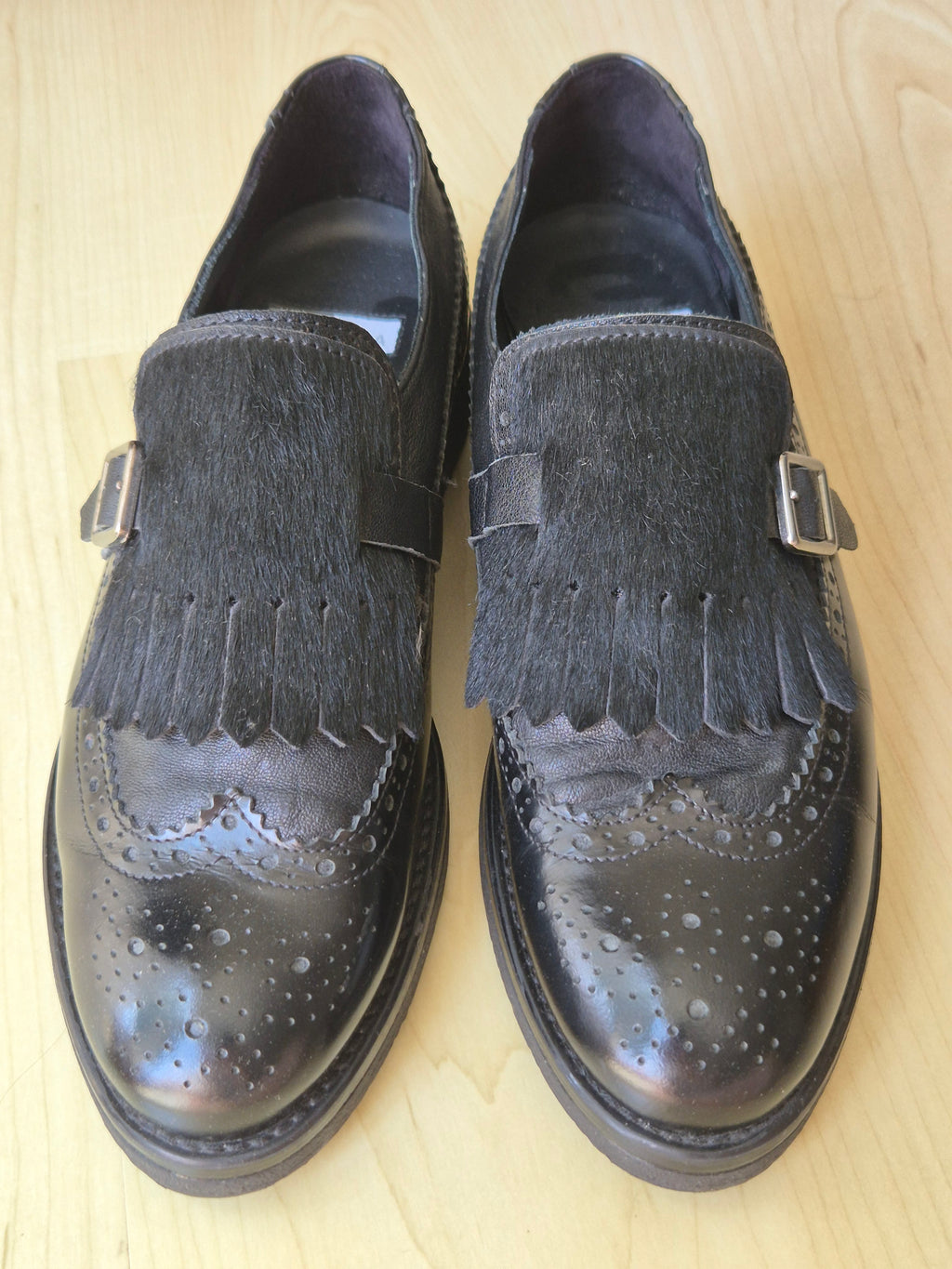 Peperosa Women’s Monk Shoes – Black Leather, EU 39, Very Good Condition