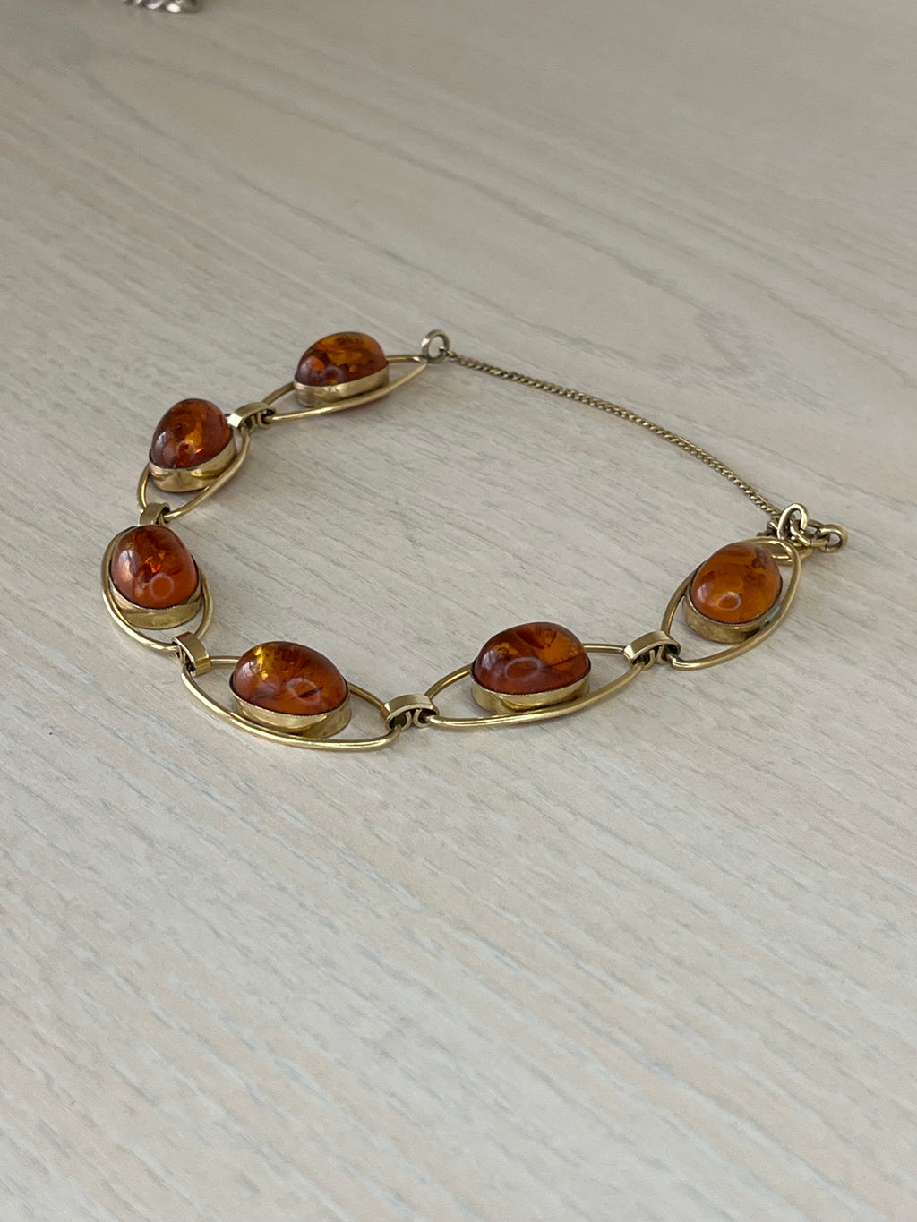 Vintage 925 Silber & Baltischer Bernstein Armband | 20 cm | Guter Zustand