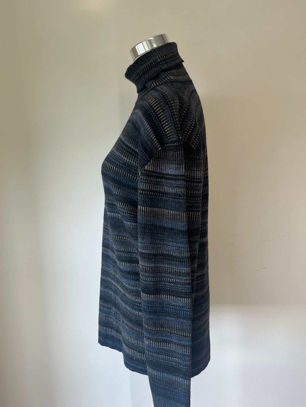 Baldessarini Rollkragenpullover – Wollmix, Blau, Gestreift, Gr. 52, Gut