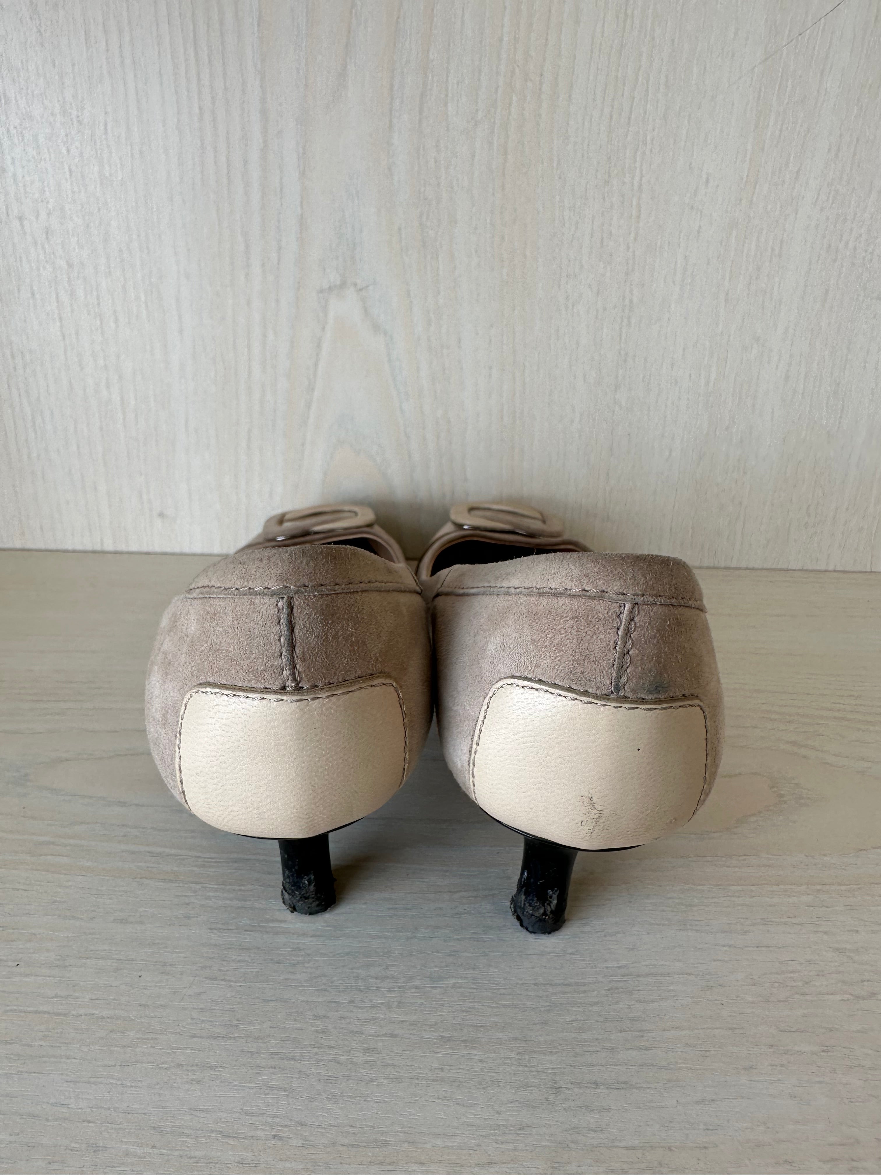 Tod's Damen Pumps Wildleder Schnalle Beige EU 35 Gut