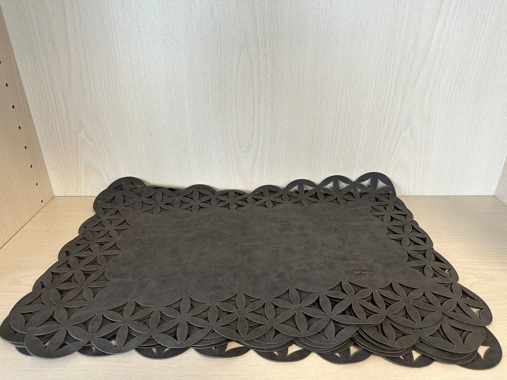 Dériver „Leather Lace“ Leder-Tischsets dunkelgrau, 8 Stück, guter Zustand