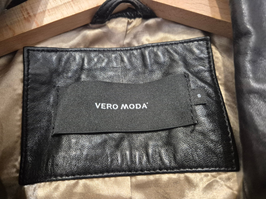 VERO MODA Vimalicia Lederjacke – Schwarz, Gr. S, Sehr gut
