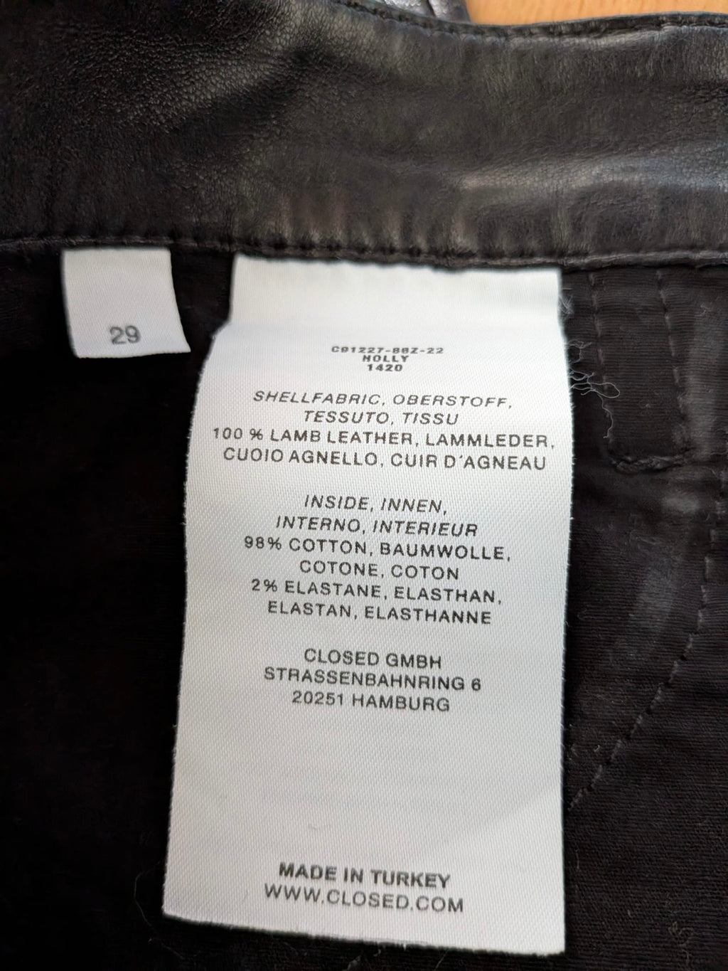 CLOSED Lamb Leather Biker Pants Black Size 29 – Very Good Condition