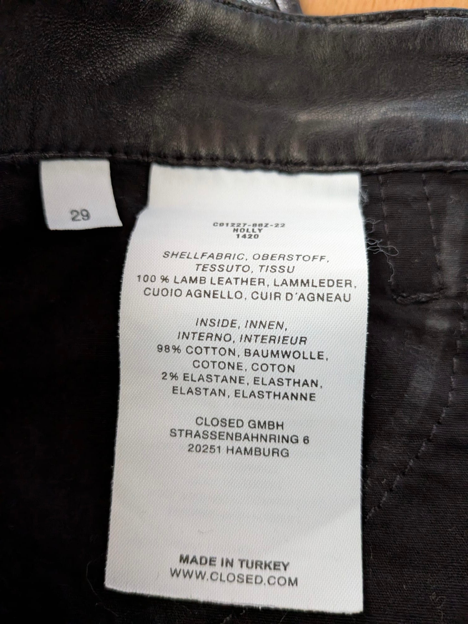 CLOSED Lamb Leather Biker Pants Black Size 29 – Very Good Condition