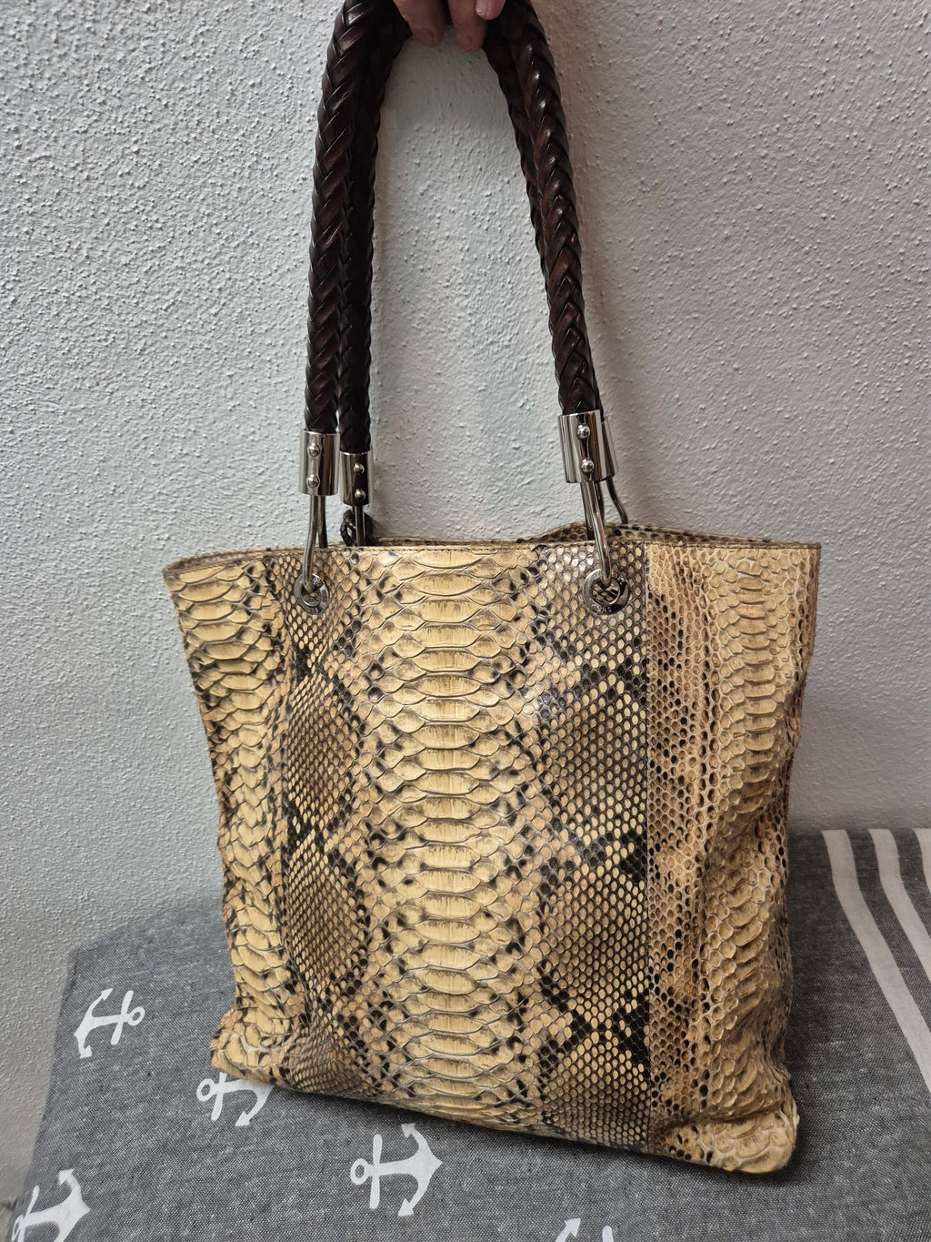 Michael Kors Bancroft Genuine Snakeskin Medium Tote Bag Very Good Condition