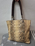 Michael Kors Bancroft Genuine Snakeskin Medium Tote Bag Very Good Condition