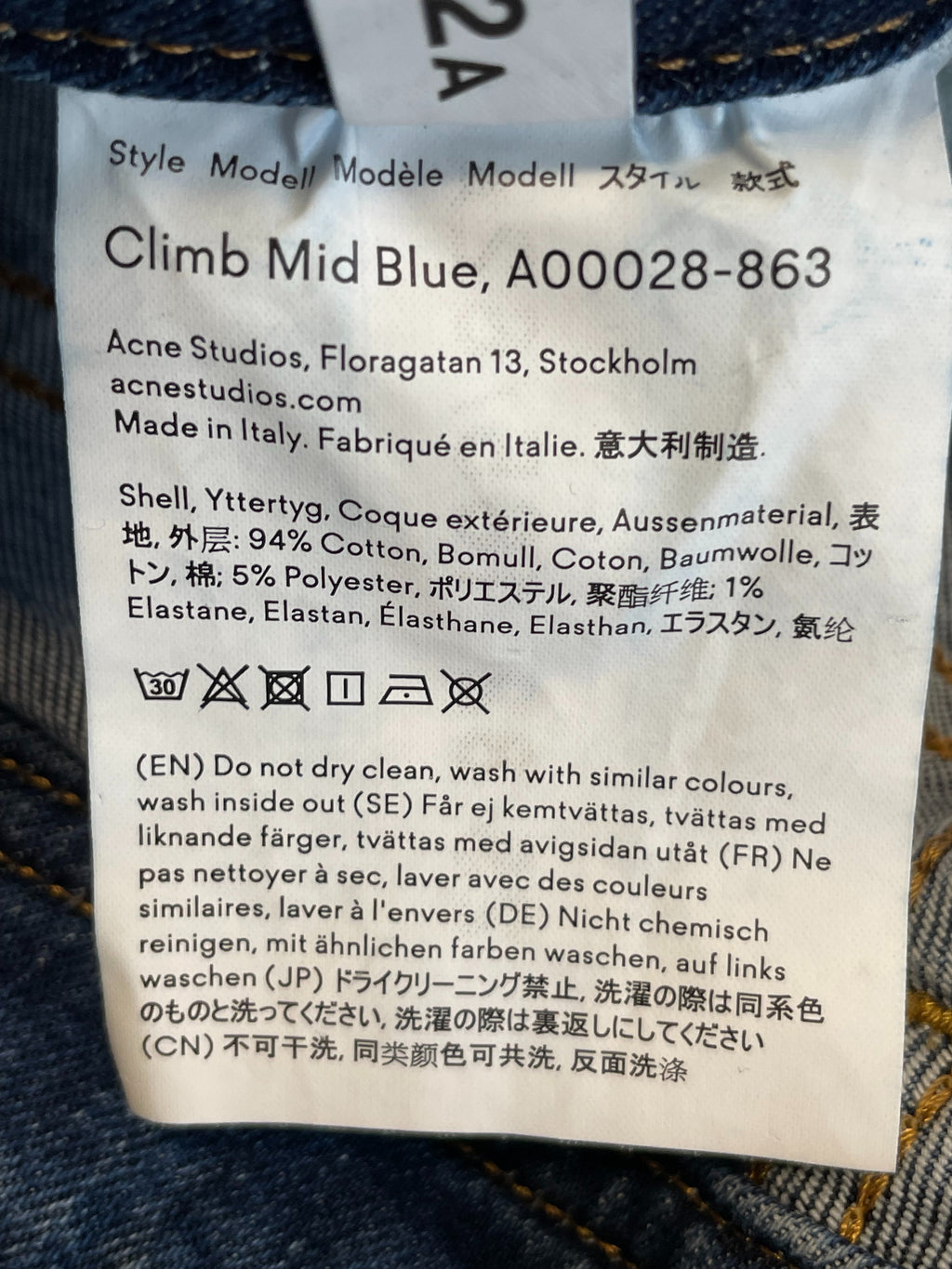 Acne Studios Climb Skinny Jeans Mid Blue W25 L32 Sehr Gut