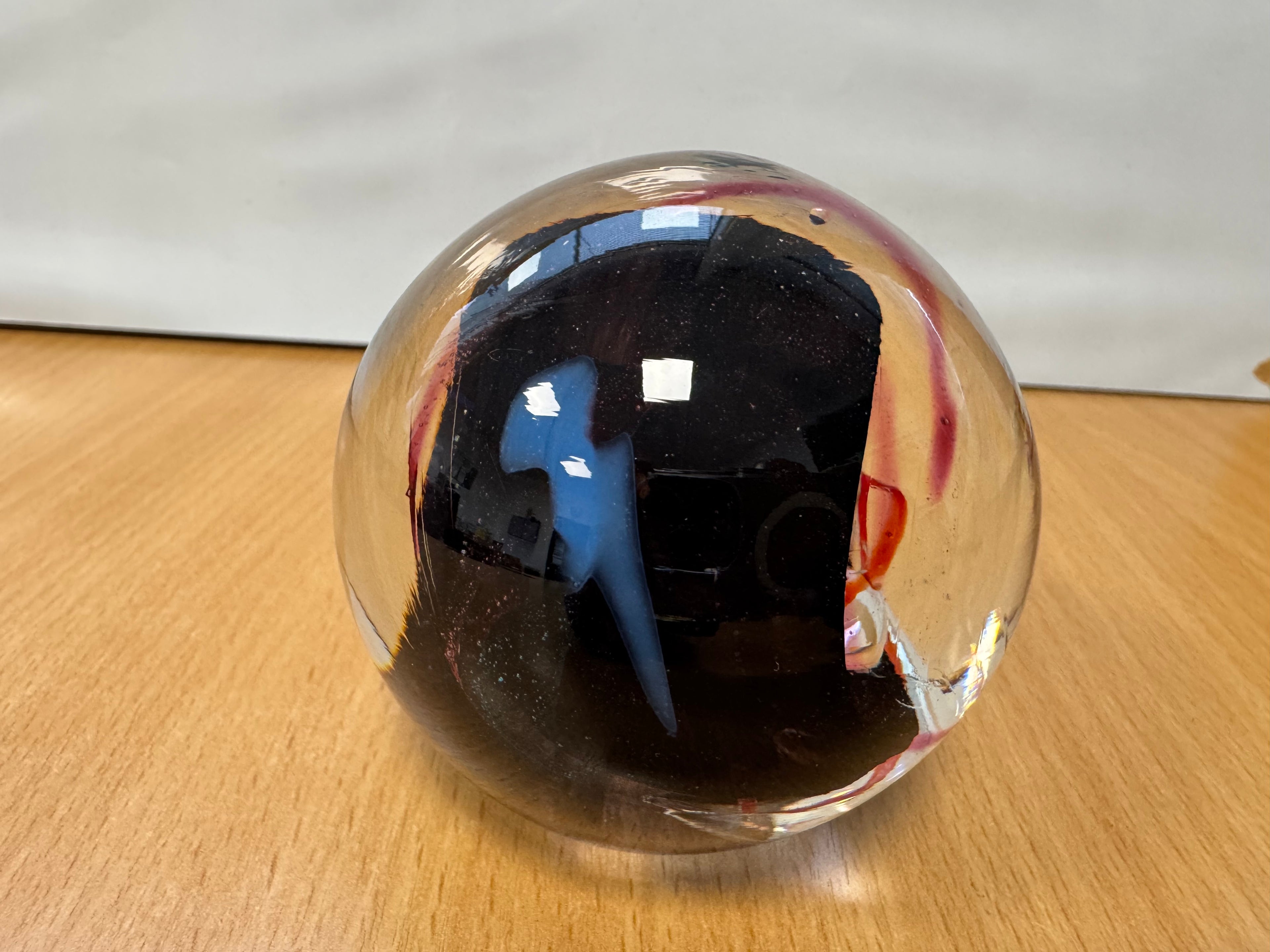 Robert Eckholt Glass Art Paperweight Iridescent Peacock, 7–8cm, Very Good