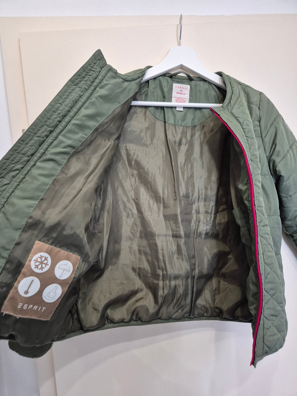 Esprit Quilted Jacket M (152/158) Green – Poor Condition, Needs Sewing Inside