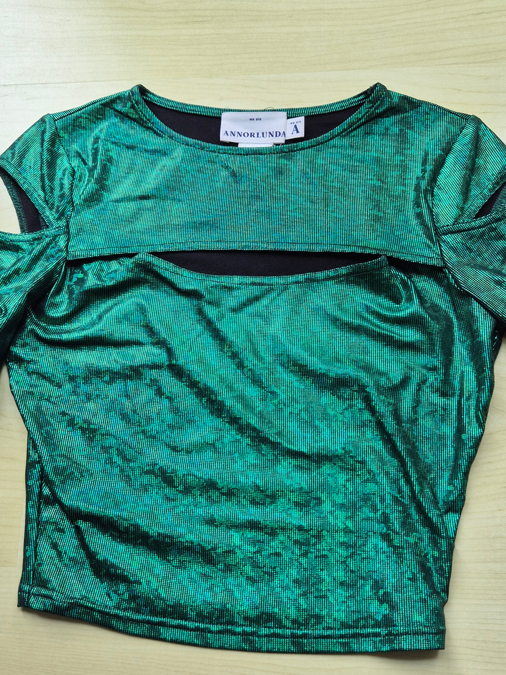 Annorlunda Glitzer Cut-Out Party Top | EU 34 | Smaragdgrün | Sehr gut
