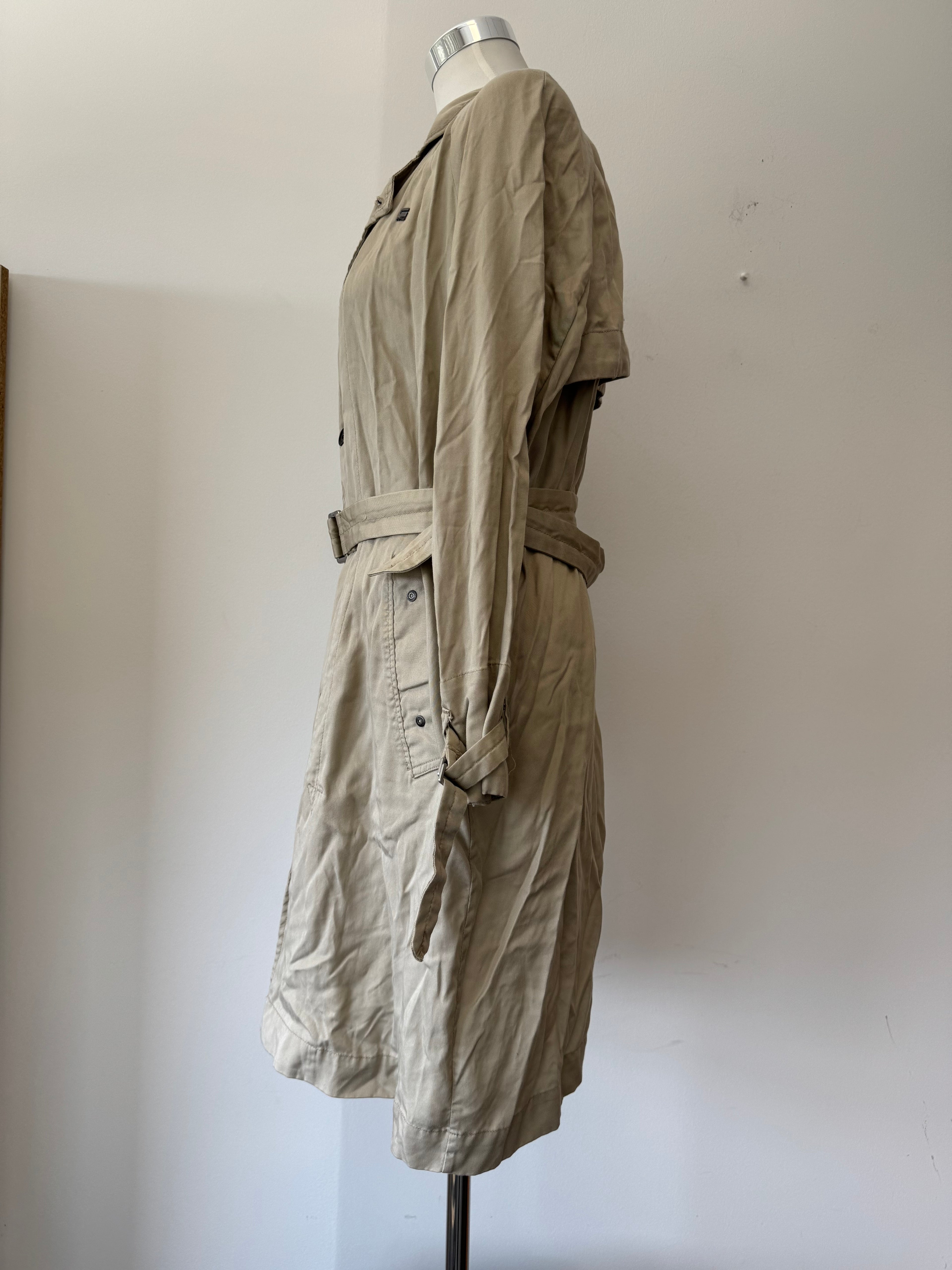 G-Star RAW Minor Loose Trench Coat, Lyocell, Light Beige, Size M, Like New