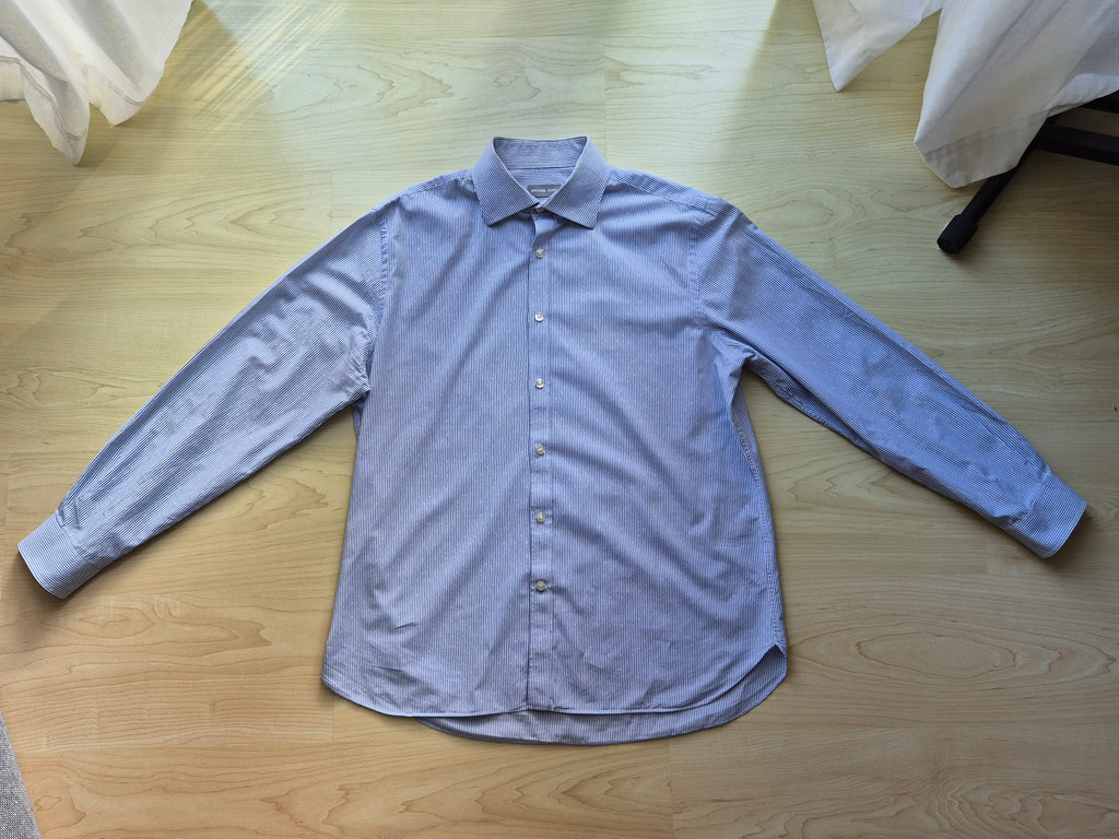 Michael Kors Herren Slim Fit Hemd L/16-16½ | Hellblau Gestreift | Guter Zustand