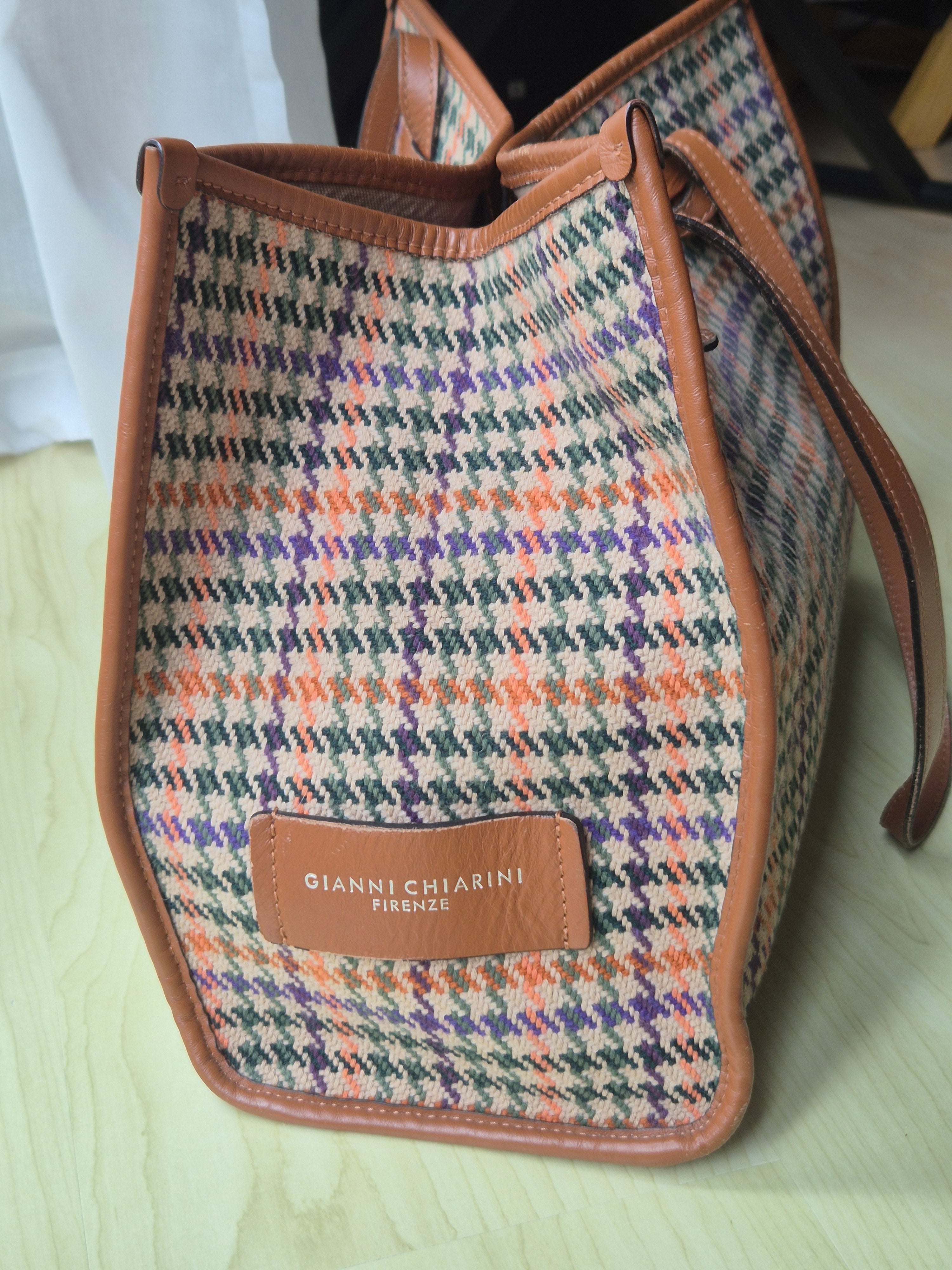 Gianni Chiarini „Marcella“ Medium Tote – Hahnentritt, Leder, guter Zustand