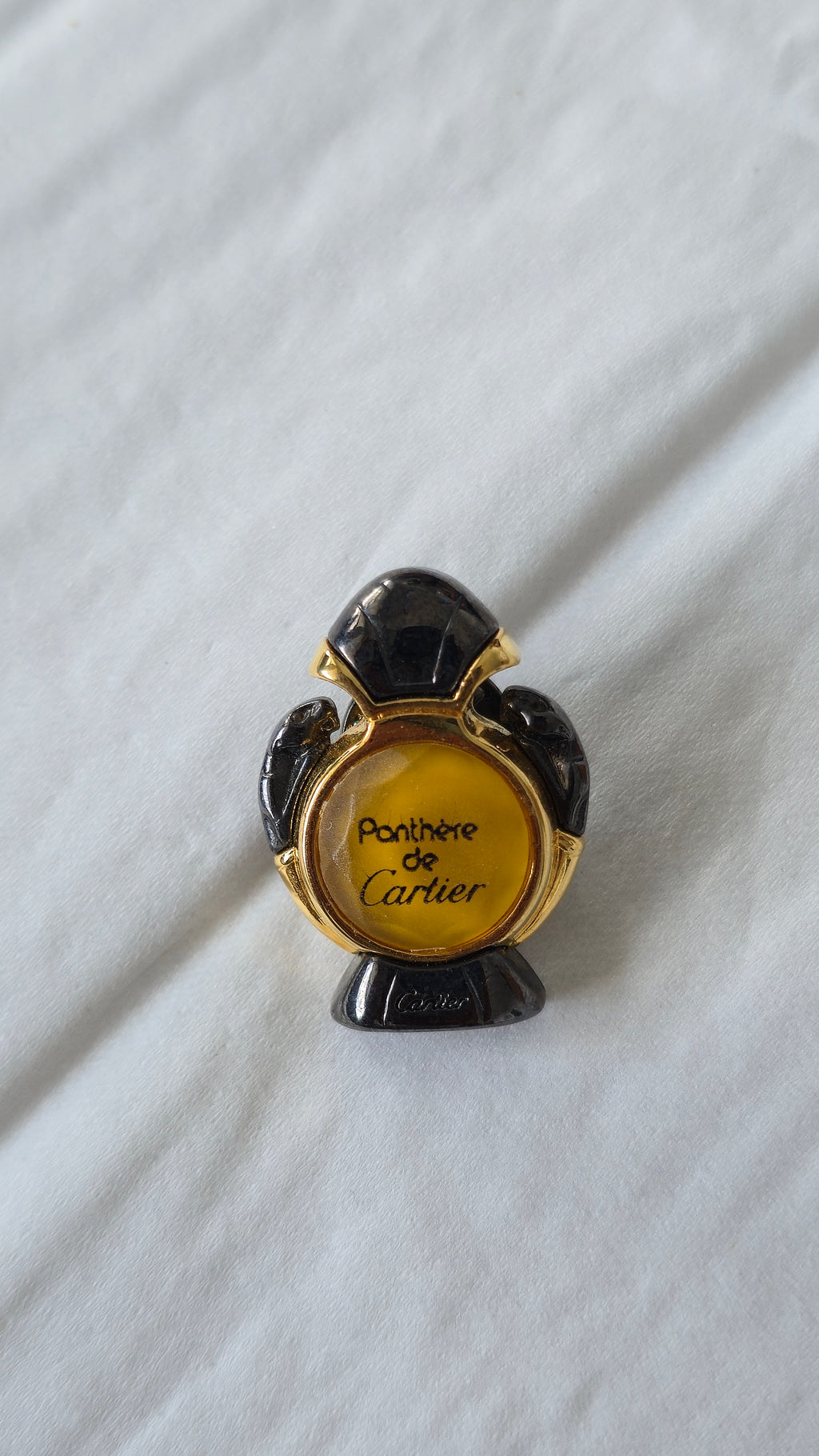 Seltene Cartier Panthère Parfümflakon Anstecknadel Gold/Emaille Sehr Gut