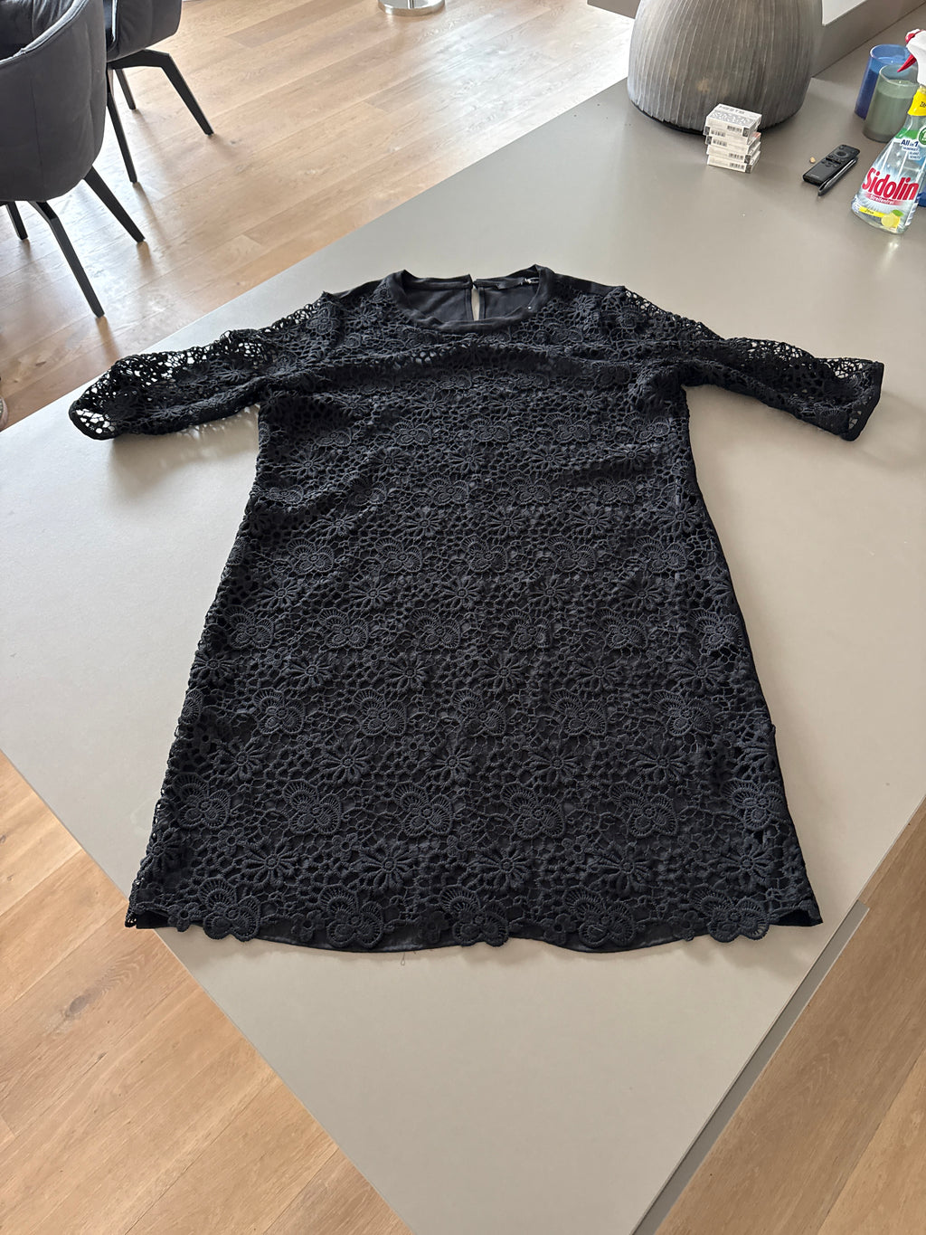 LeComte Black Crochet Lace Dress Size 44 – Like New