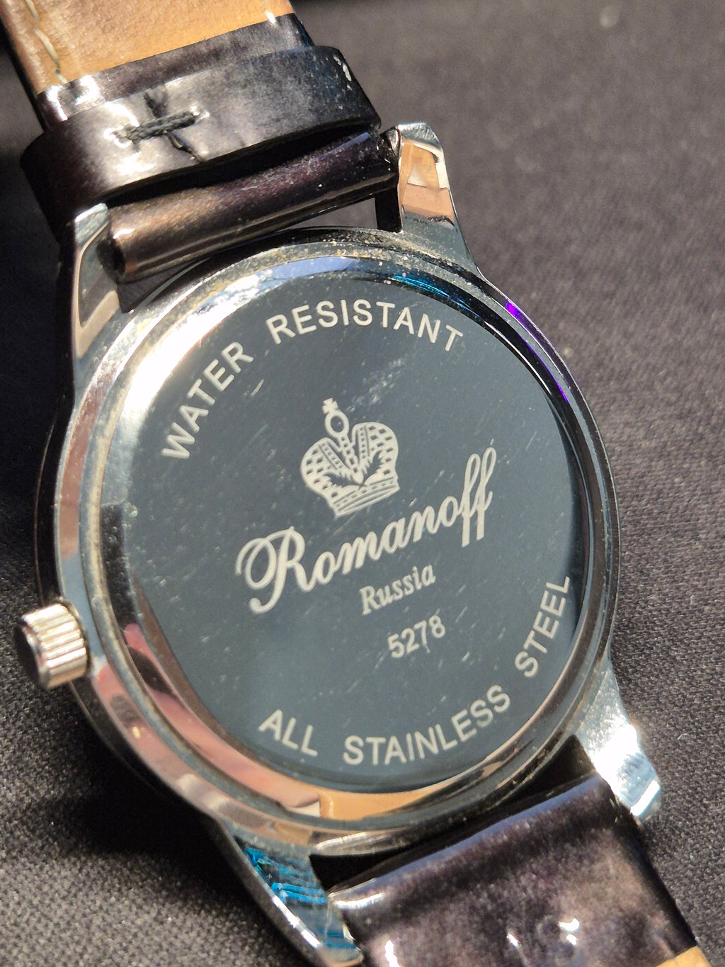 Romanoff Damen Uhr 5278 – Keramiklünette, MOP-Zifferblatt, Lederarmband, 32mm