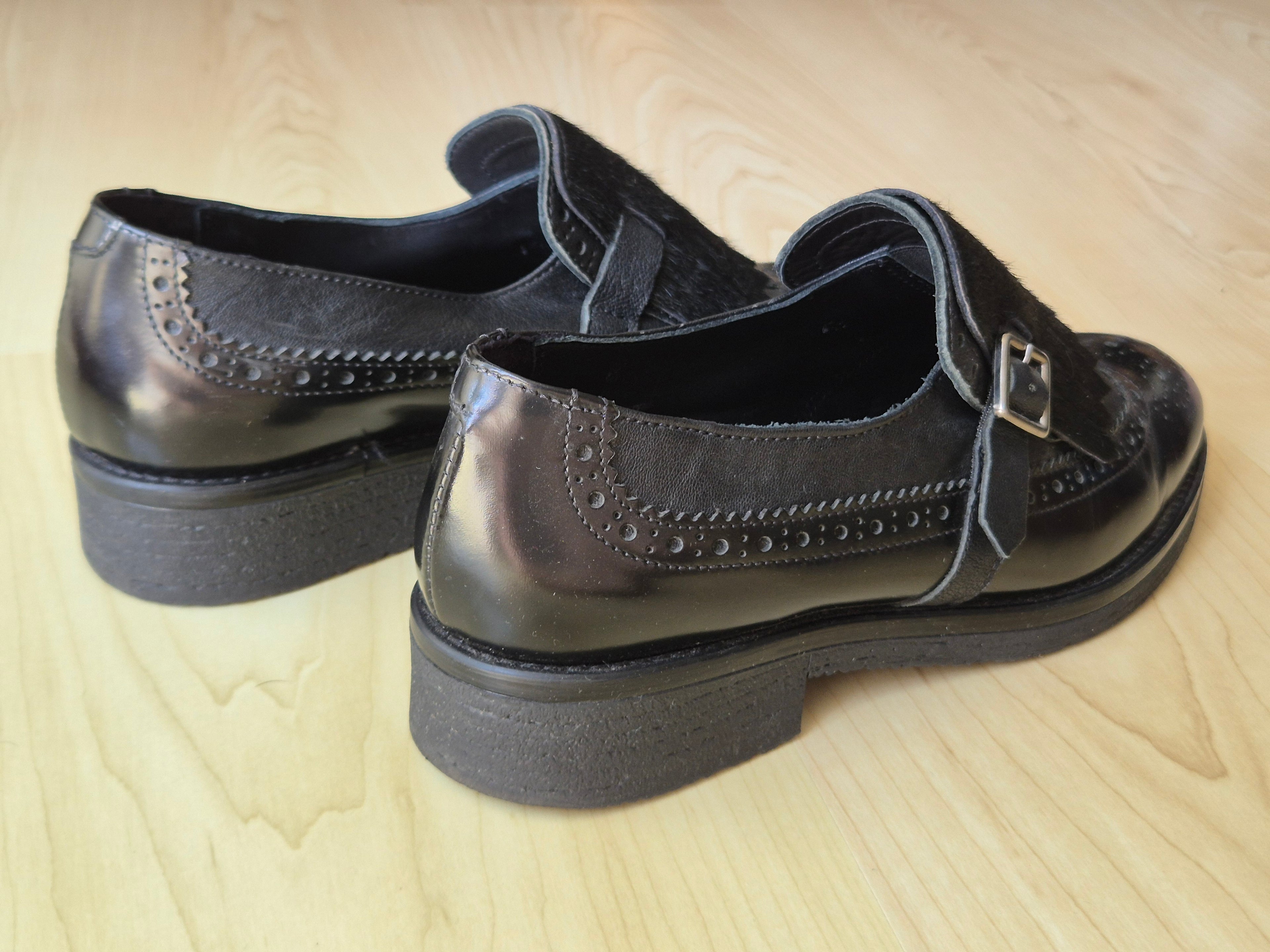 Peperosa Women’s Monk Shoes – Black Leather, EU 39, Very Good Condition
