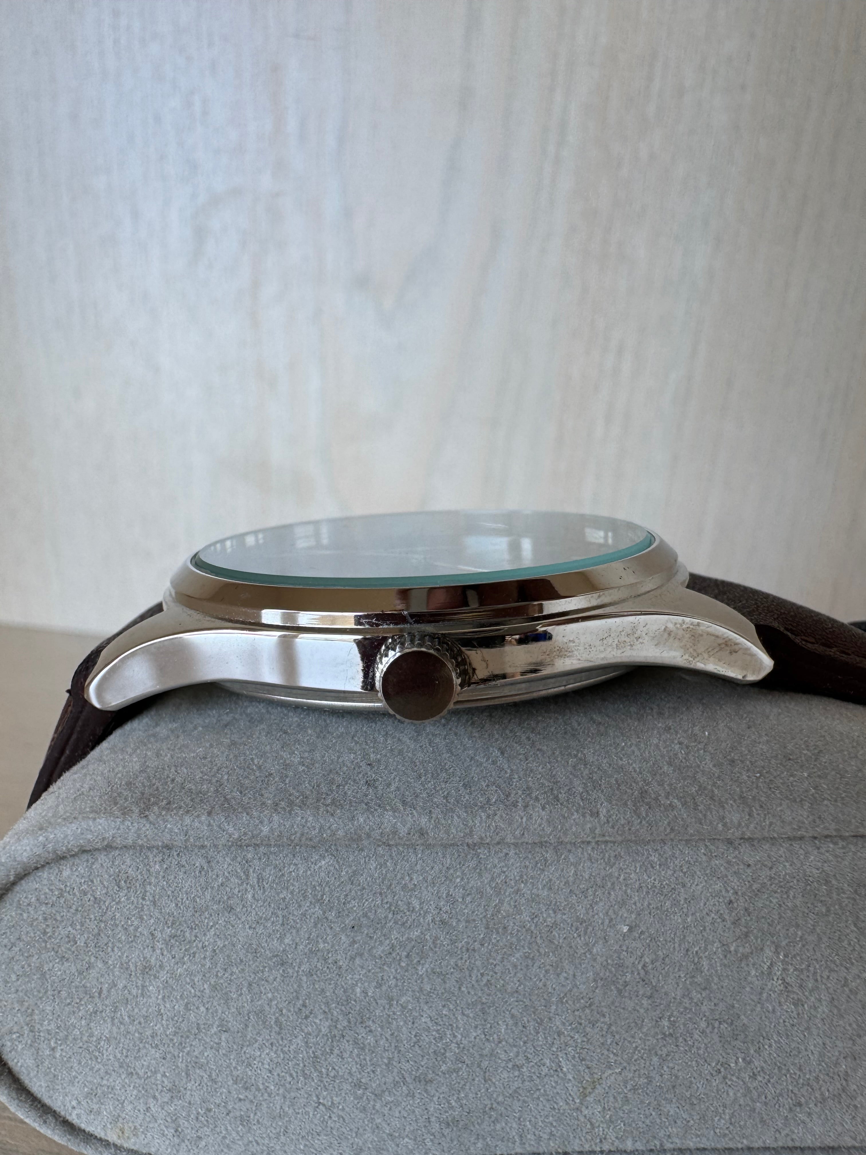 Pierre Cardin PC21 Quartz Watch, Black Dial, Brown Leather Strap, 42mm, Very Good