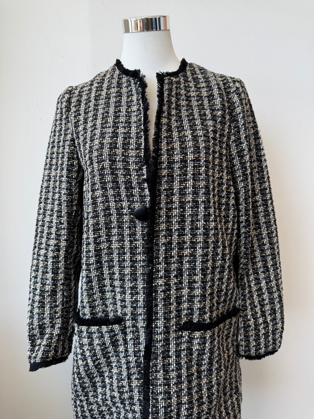Zara Tweed Mantel, EU 40, Schwarz-Weiß, sehr guter Zustand