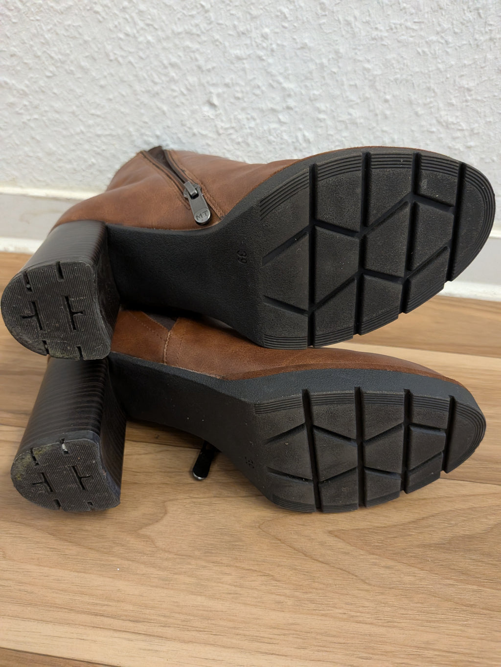 Marco Tozzi Leder Stiefeletten braun, Blockabsatz, wie neu