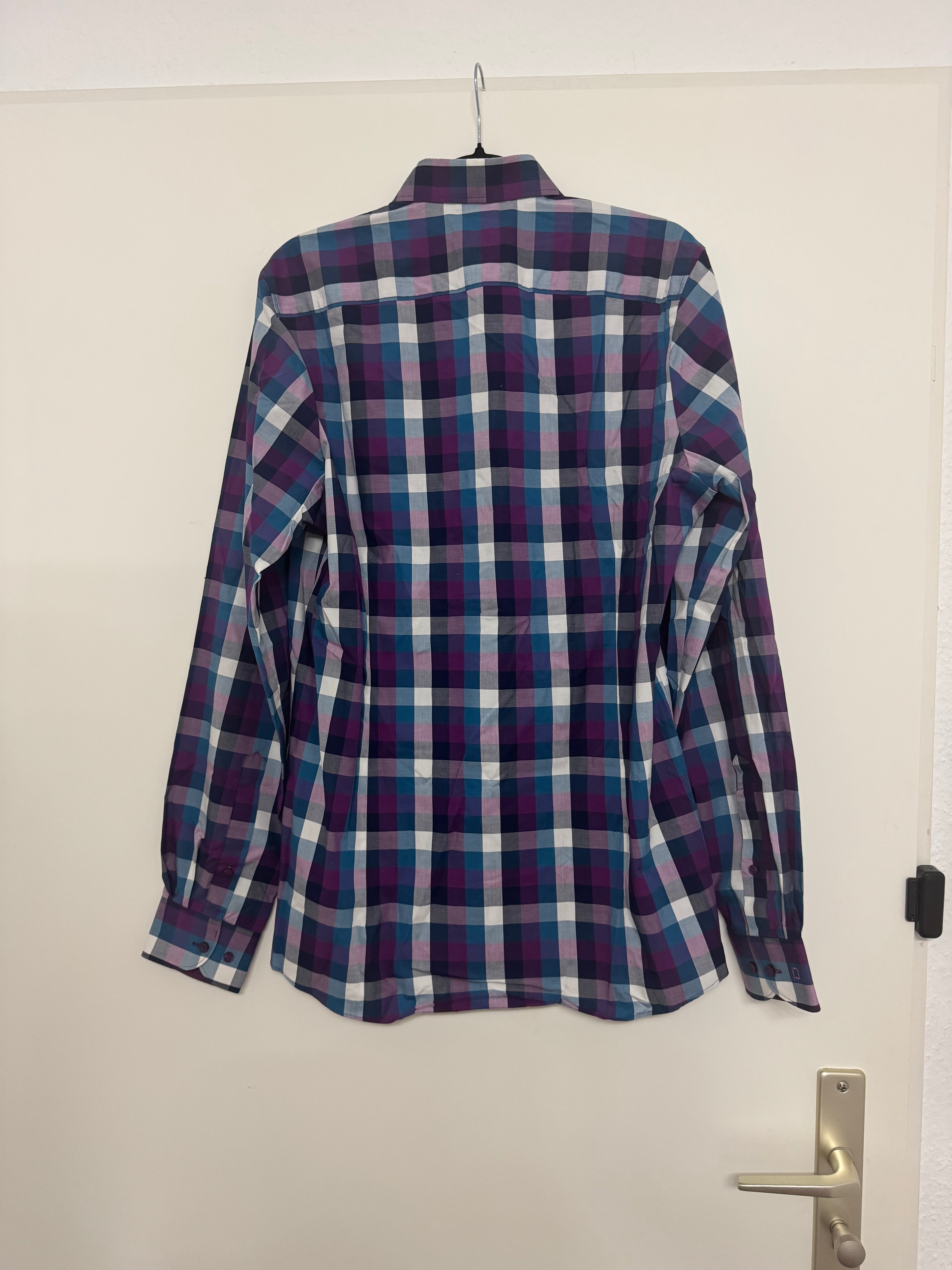OLYMP Level Five Body Fit Shirt, 39/40, Multicolor Plaid, Good Condition