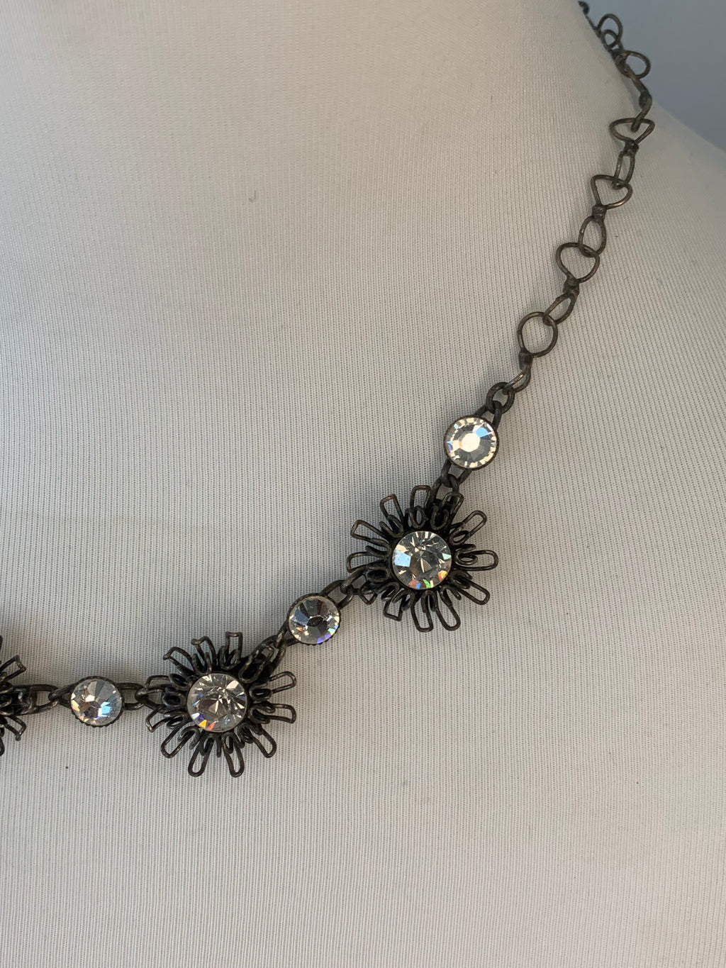 Konplott Sunflower Bracelet Antique Silver Swarovski Crystal Adjustable Good 26cm