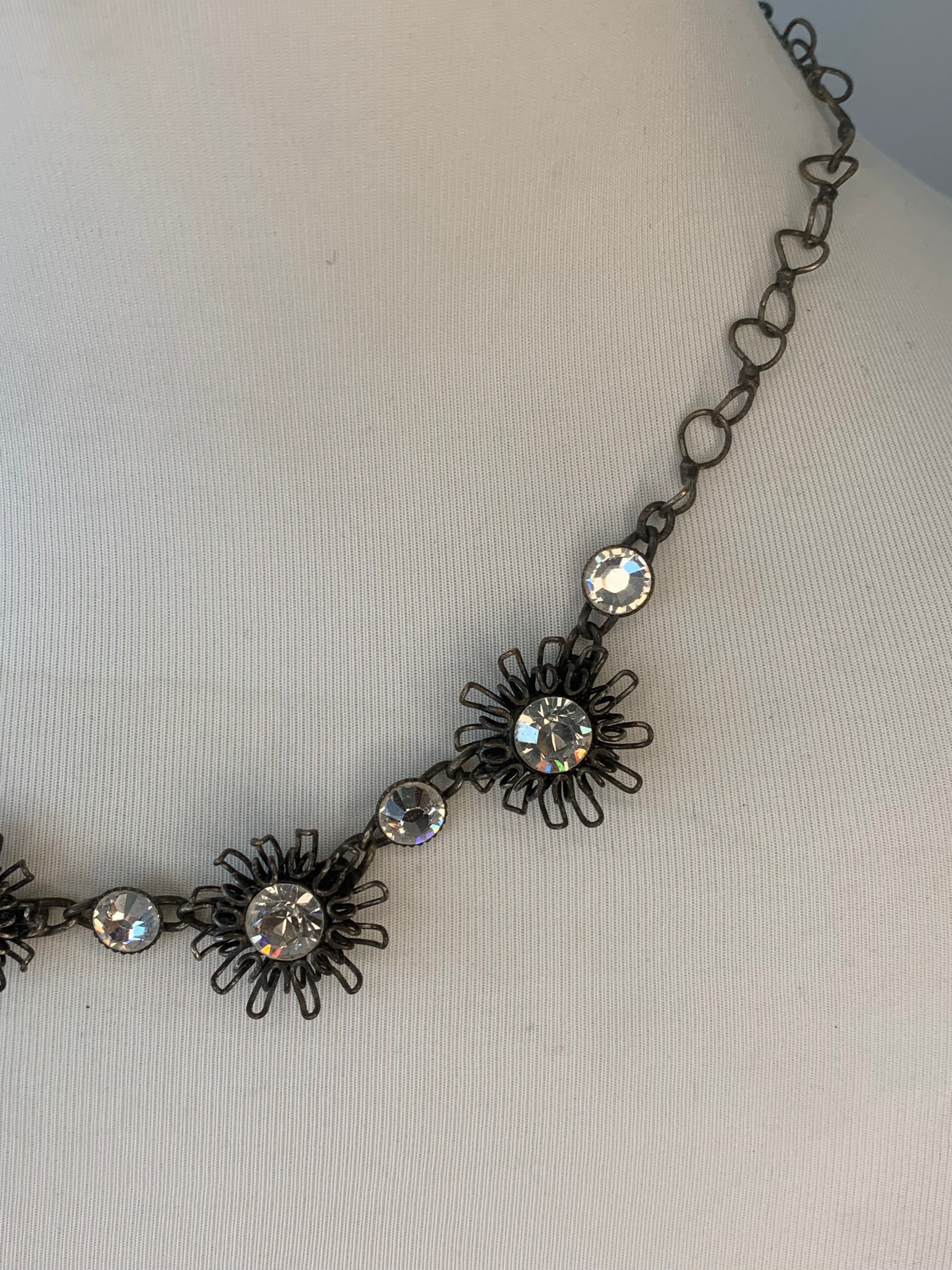 Konplott Sunflower Bracelet Antique Silver Swarovski Crystal Adjustable Good 26cm