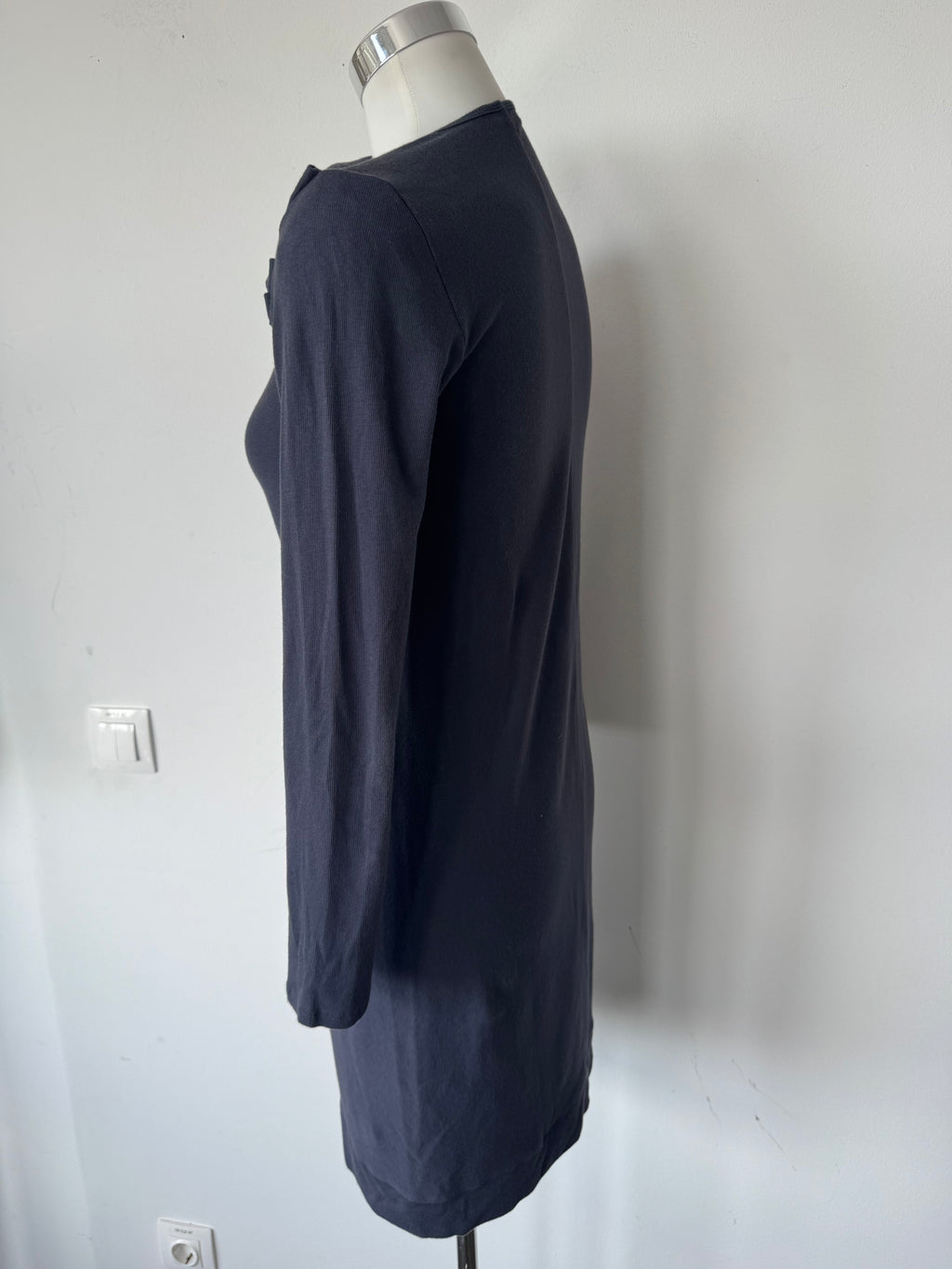 Brunello Cucinelli Cowl Neck Wollmix Kleid Navy M Sehr Gut