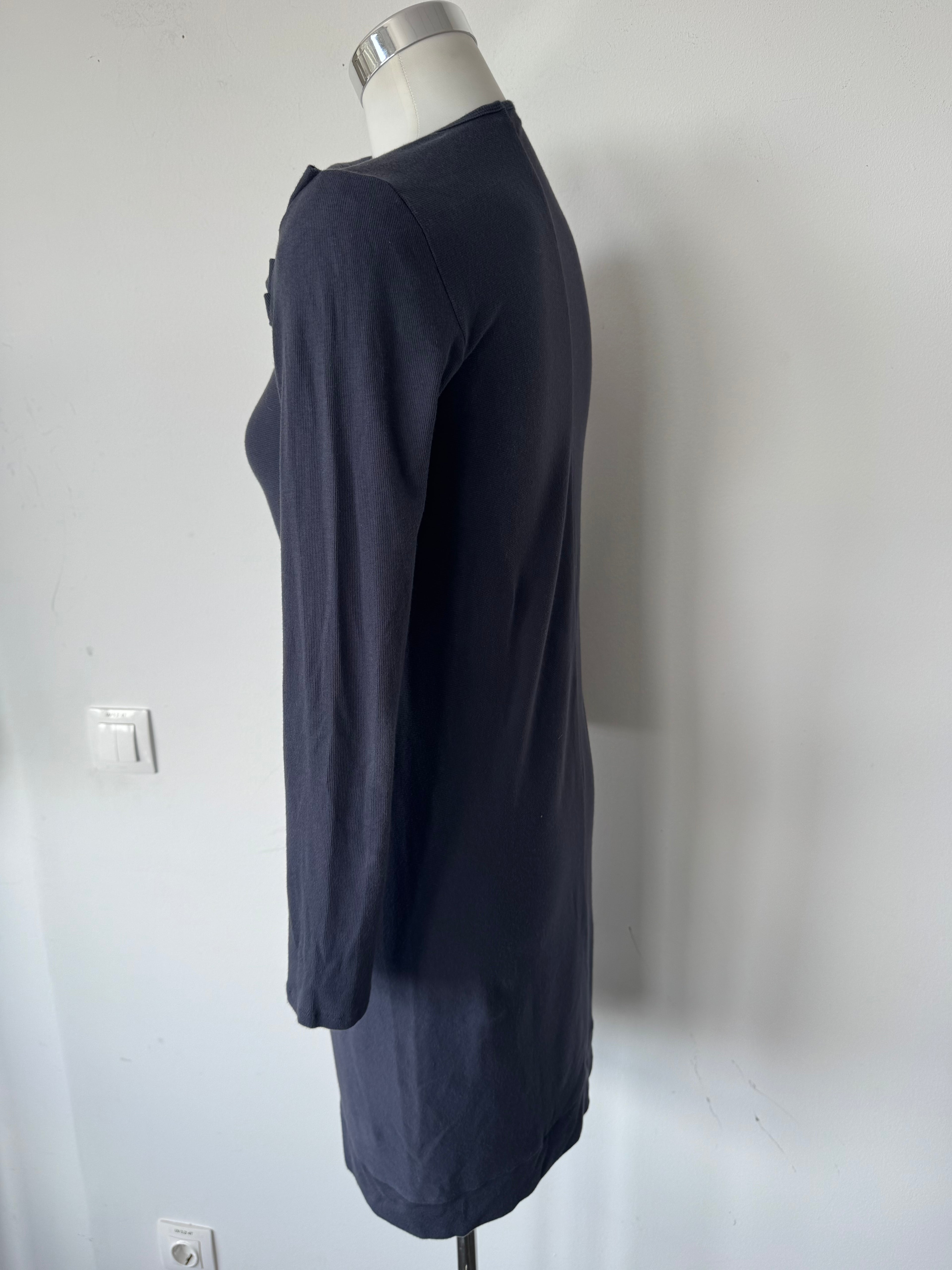Brunello Cucinelli Cowl Neck Wollmix Kleid Navy M Sehr Gut