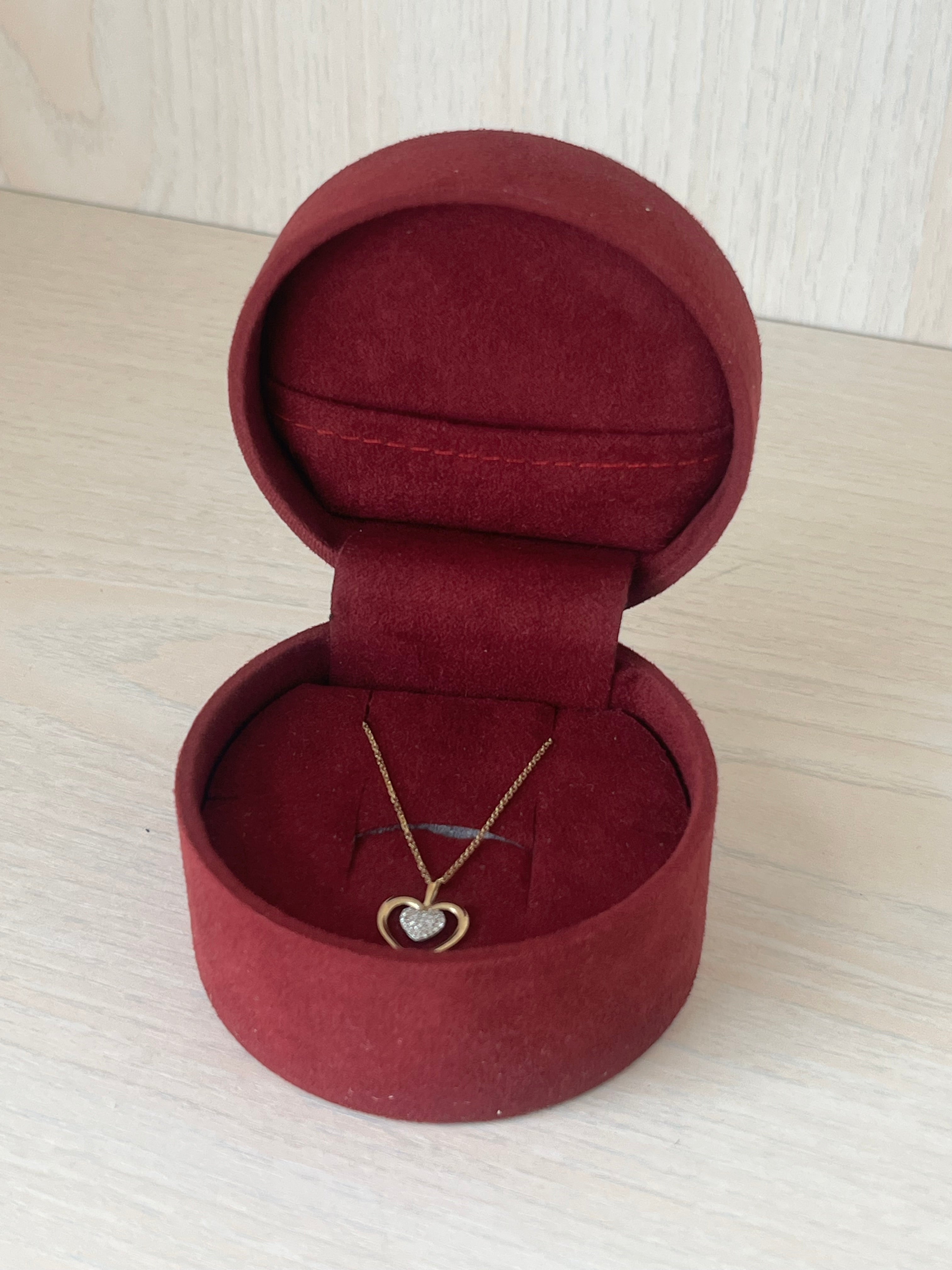 Atelier du Diamant Herz-Kette – 18K vergoldet, 925 Silber, Diamant, Wie Neu