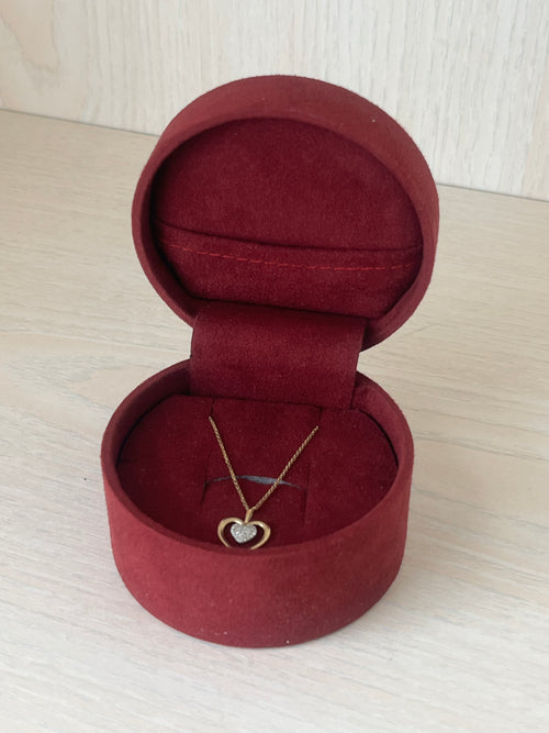 Atelier du Diamant Herz-Kette – 18K vergoldet, 925 Silber, Diamant, Wie Neu