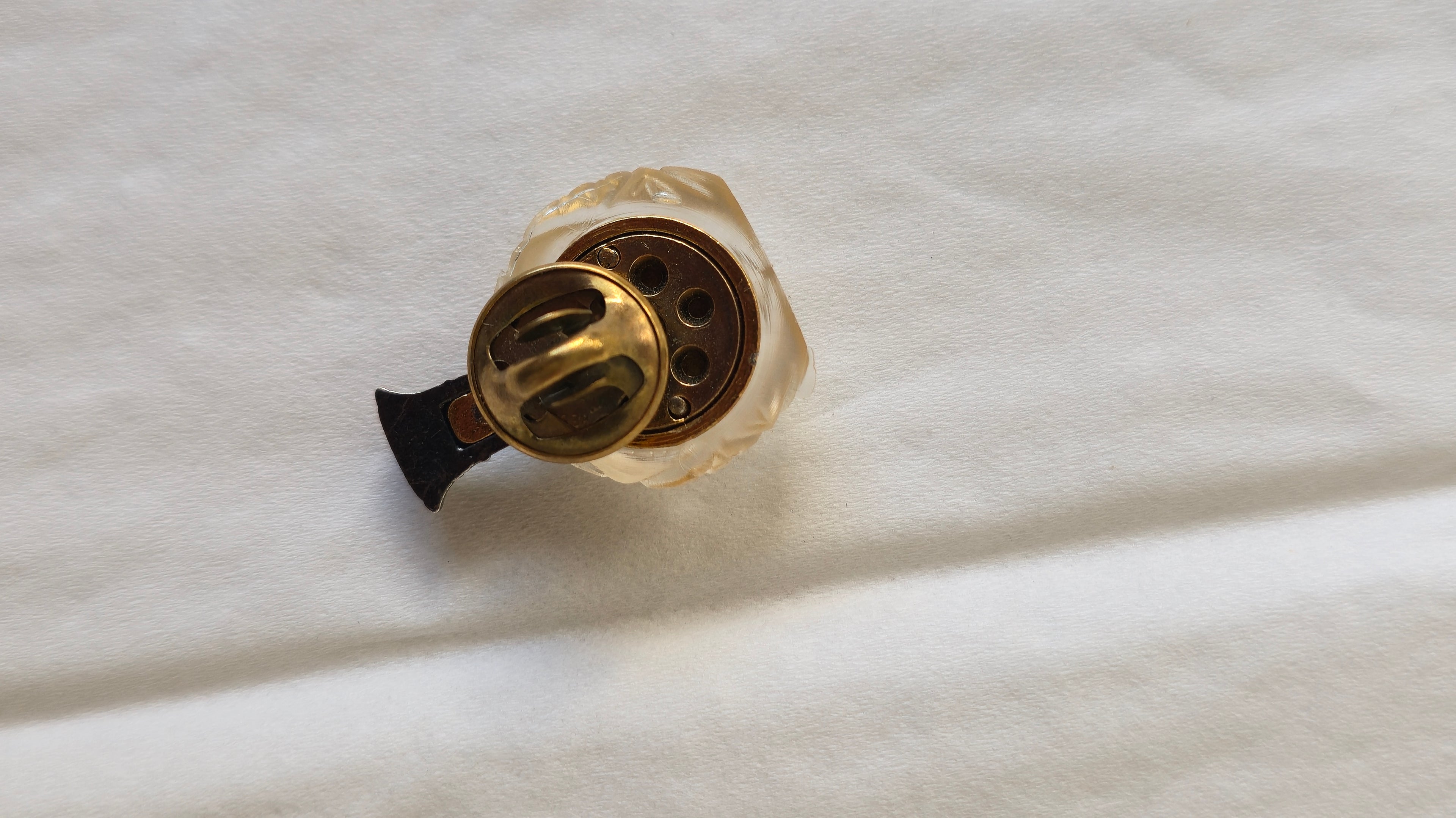 Ralph Lauren Safari Mini Parfüm Flakon Brosche | Klar/Gold | Sammlerstück