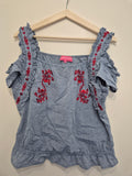 Krüger Madl Embroidered Blouse Blue/Red, EU 36, Good Condition