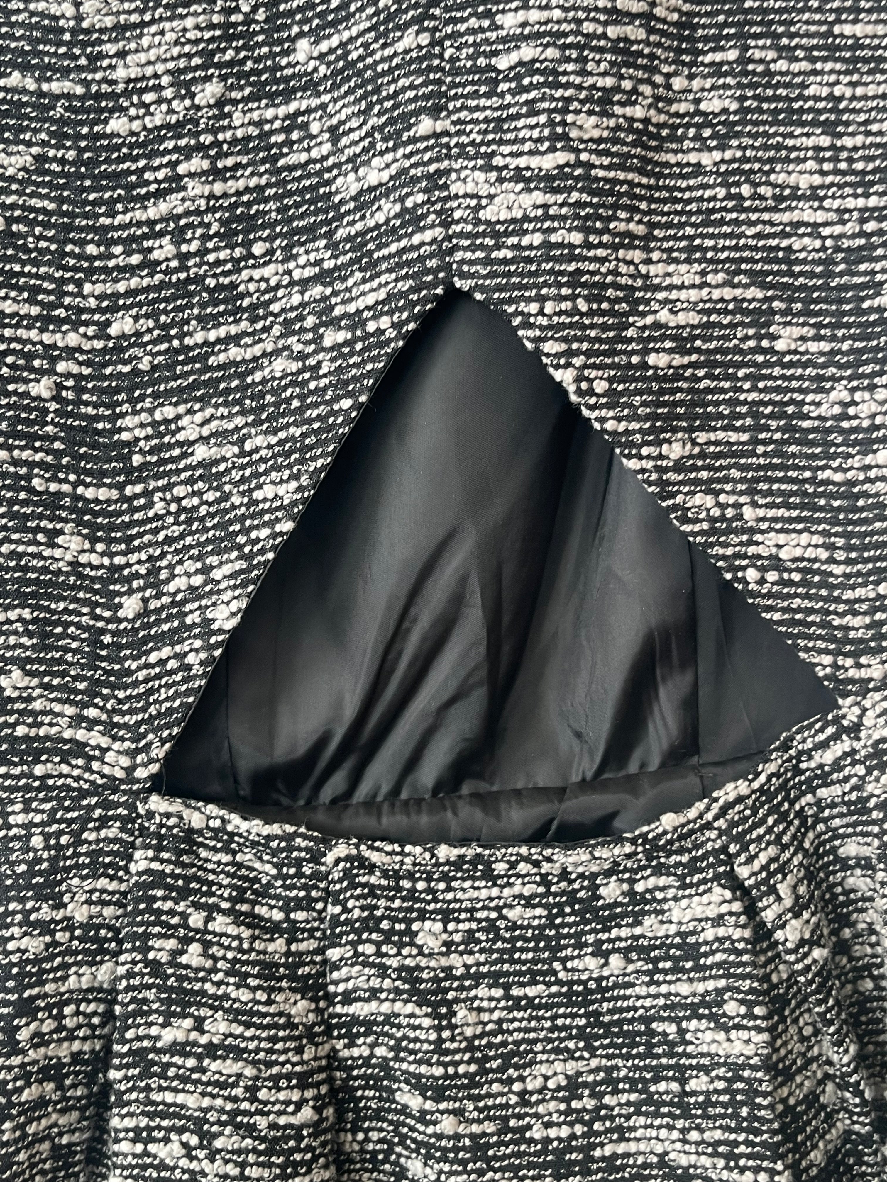 VILA Tweed Dress XS Grey Black | Back Cut-Out | Very Good Condition