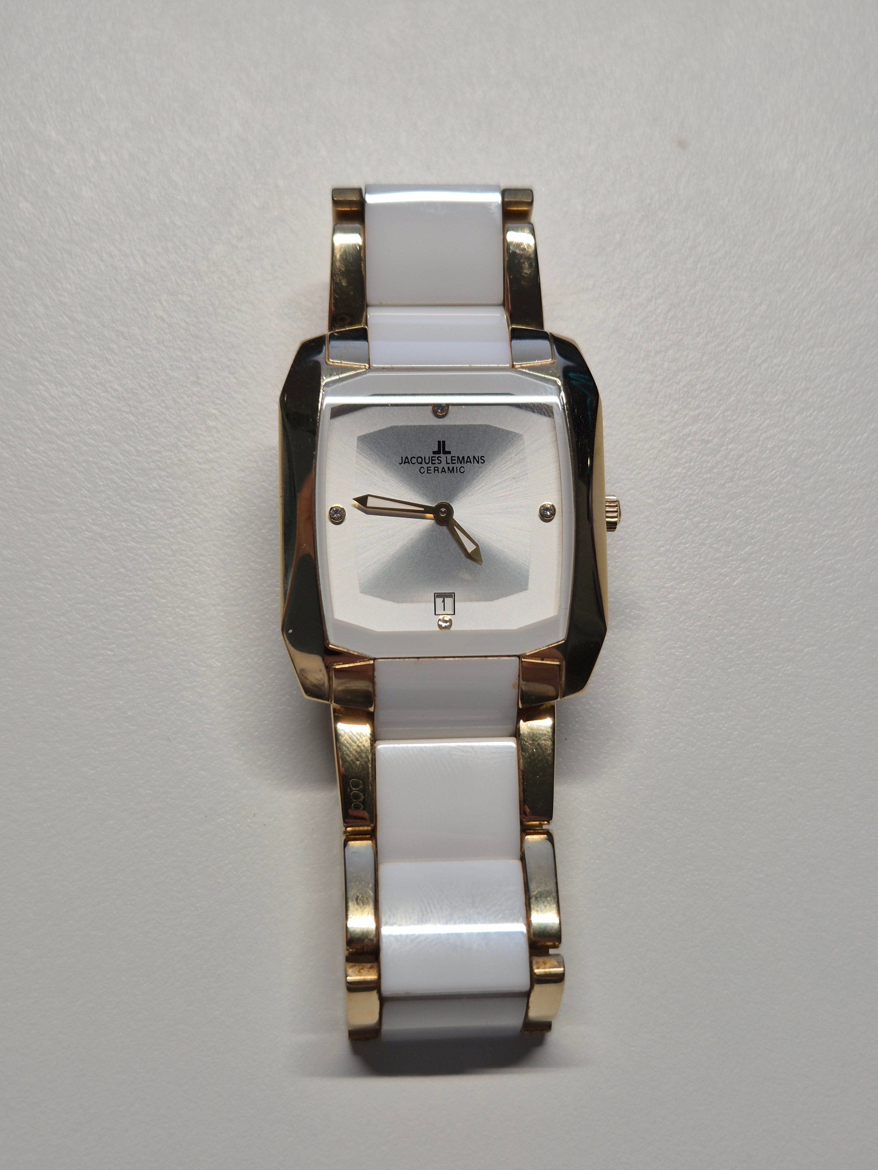Jacques Lemans Dublin Ceramic 34mm Weiß/Gold – Guter Zustand