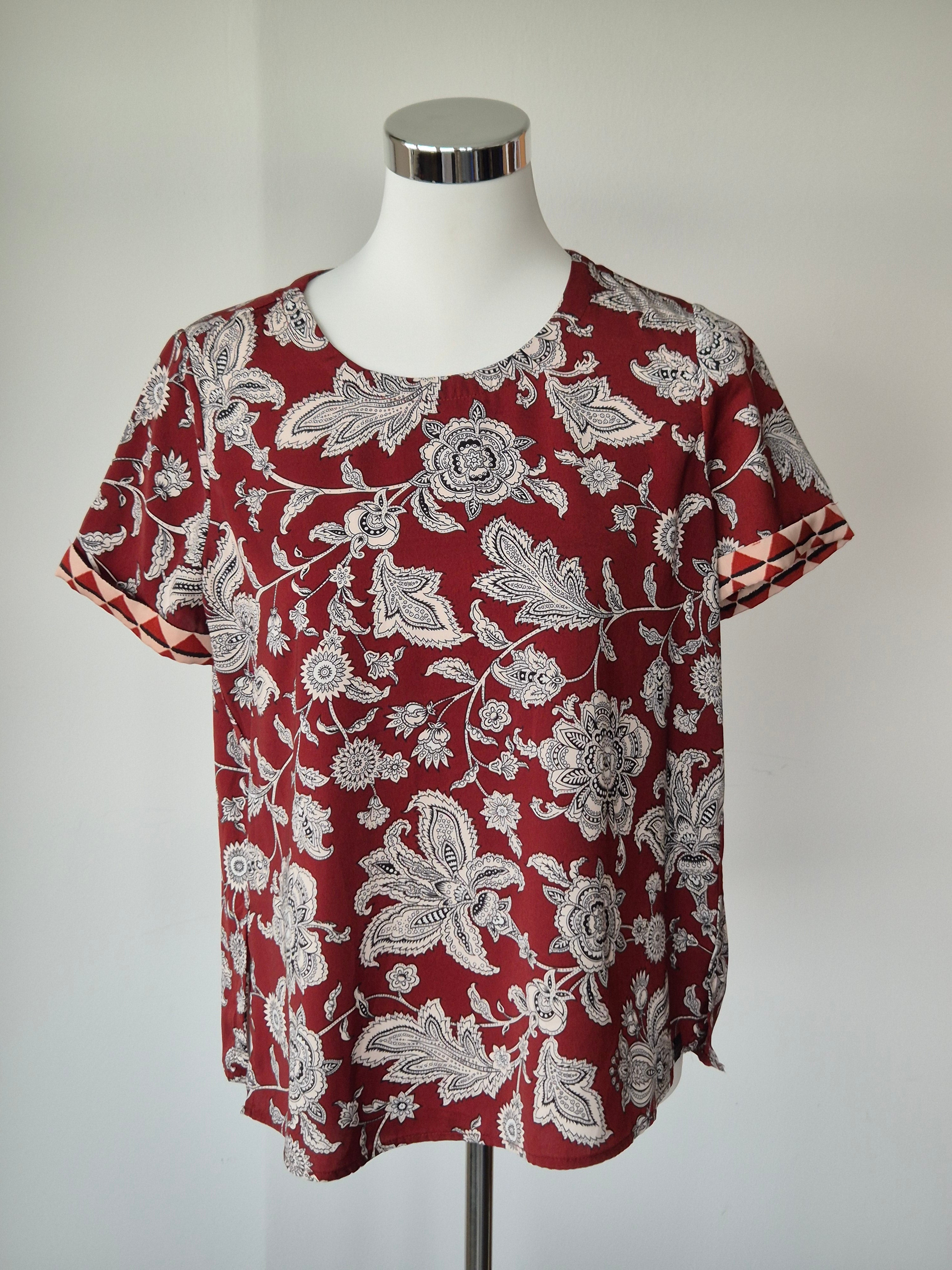 Scotch & Soda Maison Scotch Blouse – Red Floral, Size S, 100% Polyester, Very Good