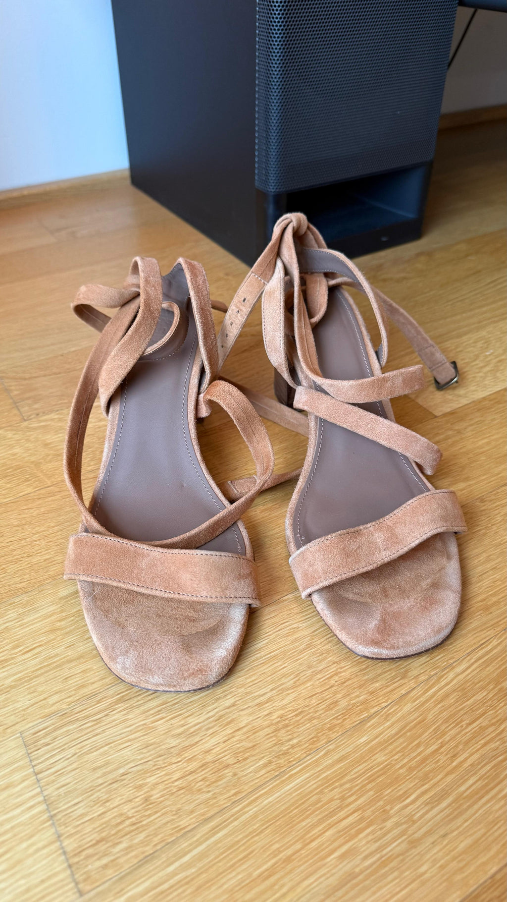 ba&sh Suede Block-Heel Sandals | EU 40 | Light Brown | Good Condition