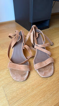 ba&sh Suede Block-Heel Sandals | EU 40 | Light Brown | Good Condition